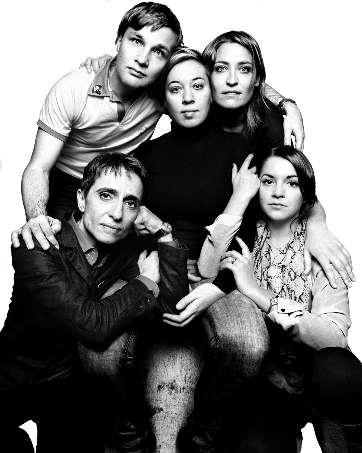 [clockwise from top left] Konstantin Yablotskiy; Maria Kozlovskaya; Elvina Yuvakaeva; Anastasia Smirnova; Masha Gessen