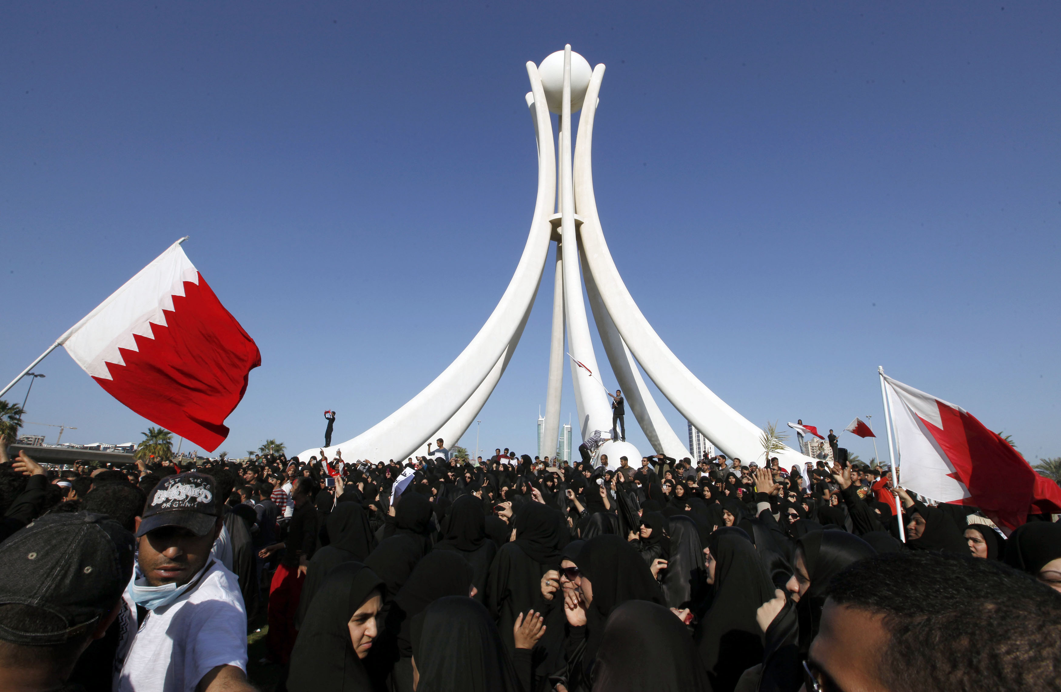 Thousands of protesters gather at Pearl Roundabout in the heart of the Bahraini capital Manama February 15, 2011