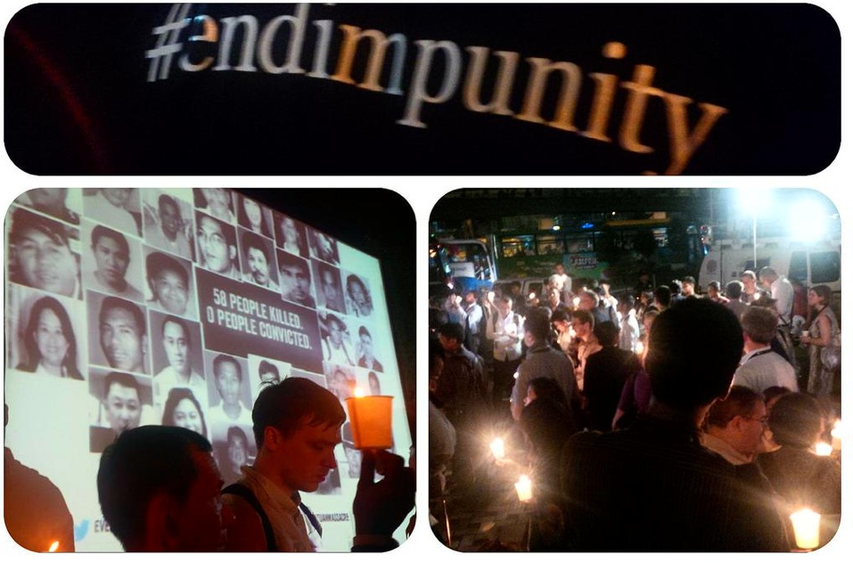 People in Manila gathered at the EDSA shrine to share messages of support at the public vigil organized by IFEX member Center for Media Freedom and Responsibility