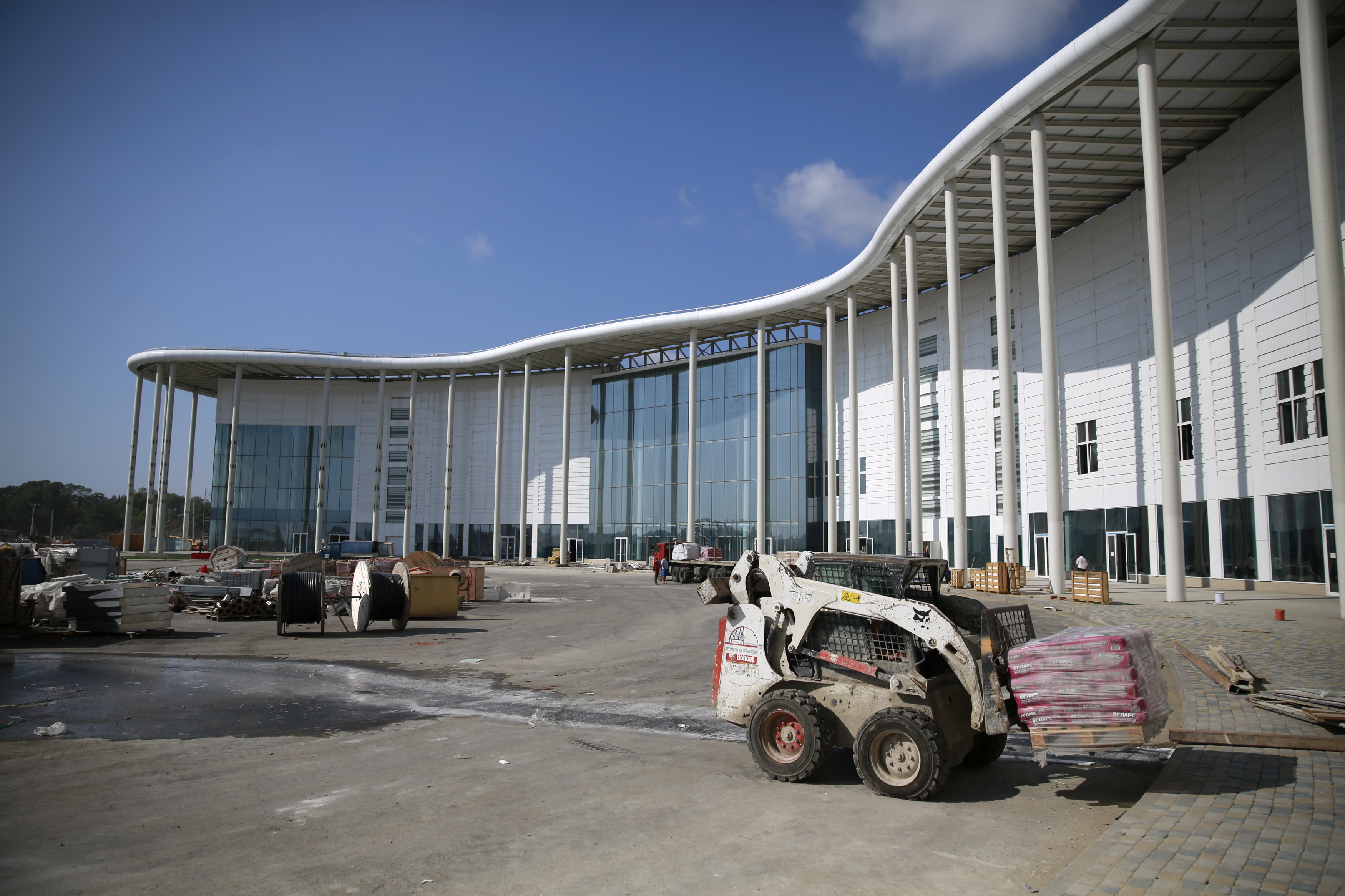 An exterior view shows the building of the Main Press Center for the 2014 Winter Olympic Games in Sochi, 20 August 2013.