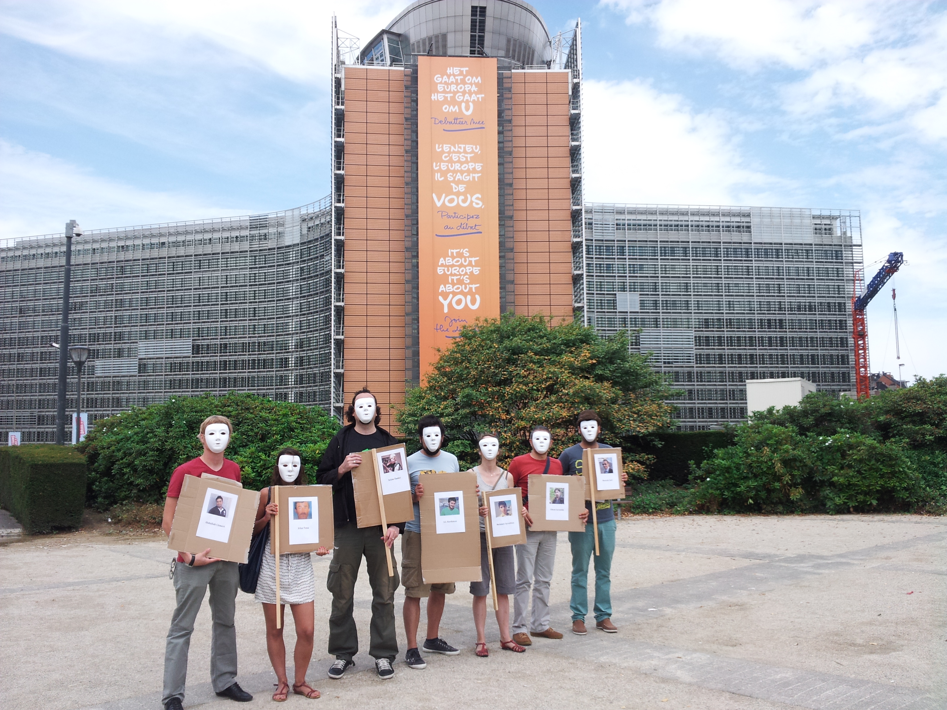 A Standing Still for Turkey action was held in front of the EU Centre in Brussels, Belgium organised by Poliargus and Occupy Anvers