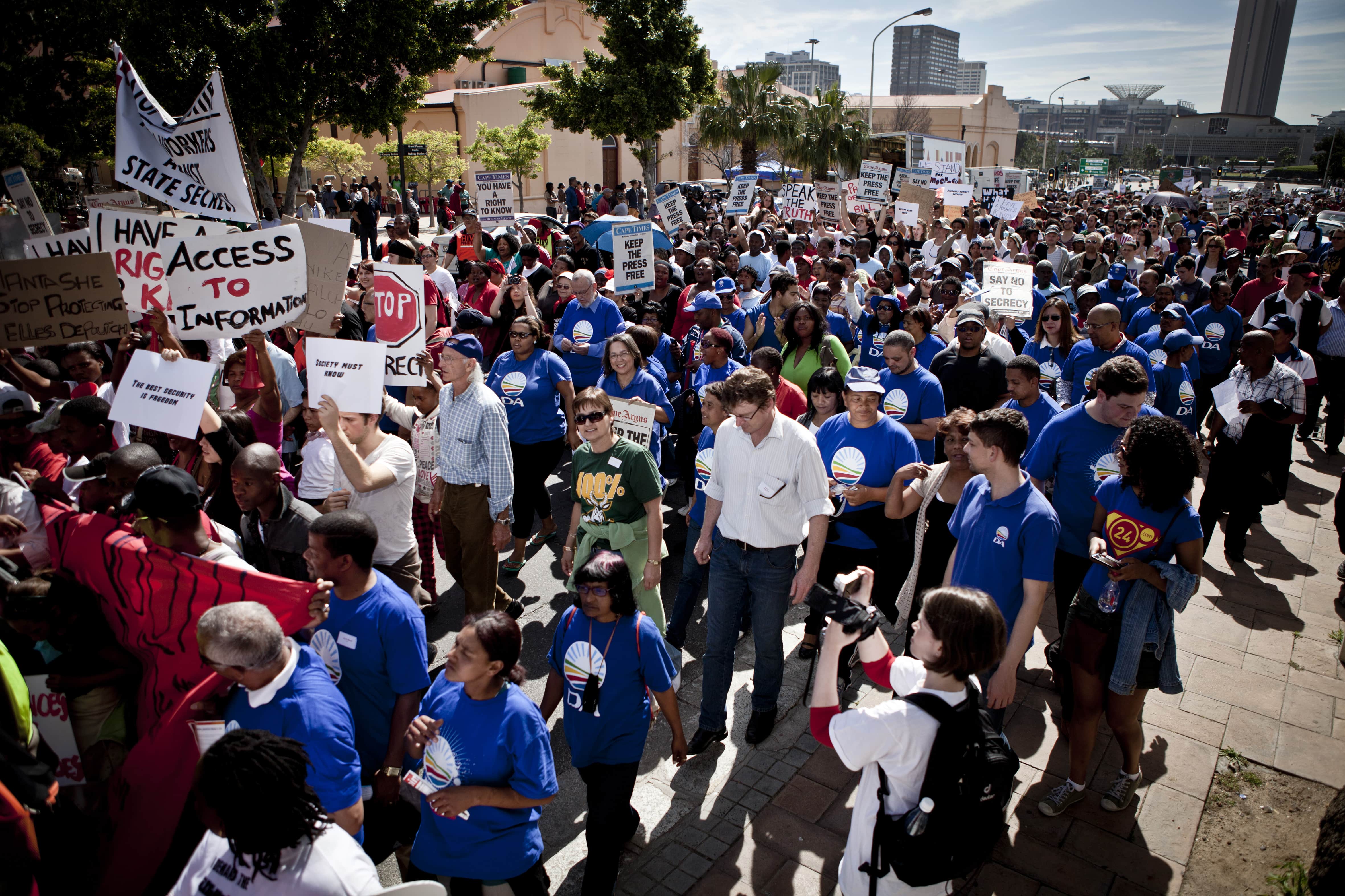 Hundreds of people in Cape Town, South Africa, protest against the Protection of State Information Bill on 17 September 2011., Sara Gouveia/DEMOTIX