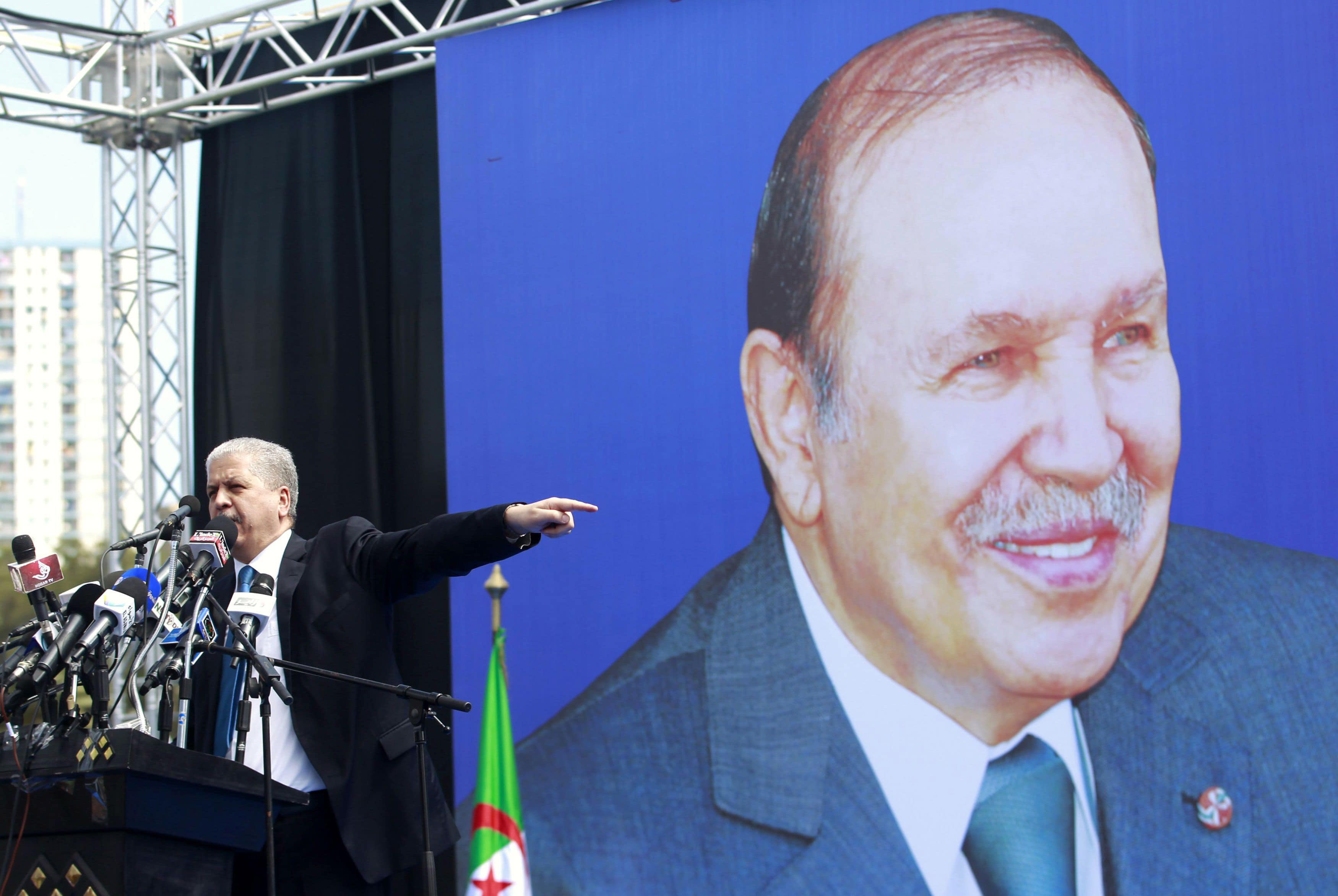 Abdelmalek Sellal, Abdelaziz Bouteflika's campaign director, delivers his speech during a rally meeting on 12 April 2014, REUTERS/Louafi Larbi