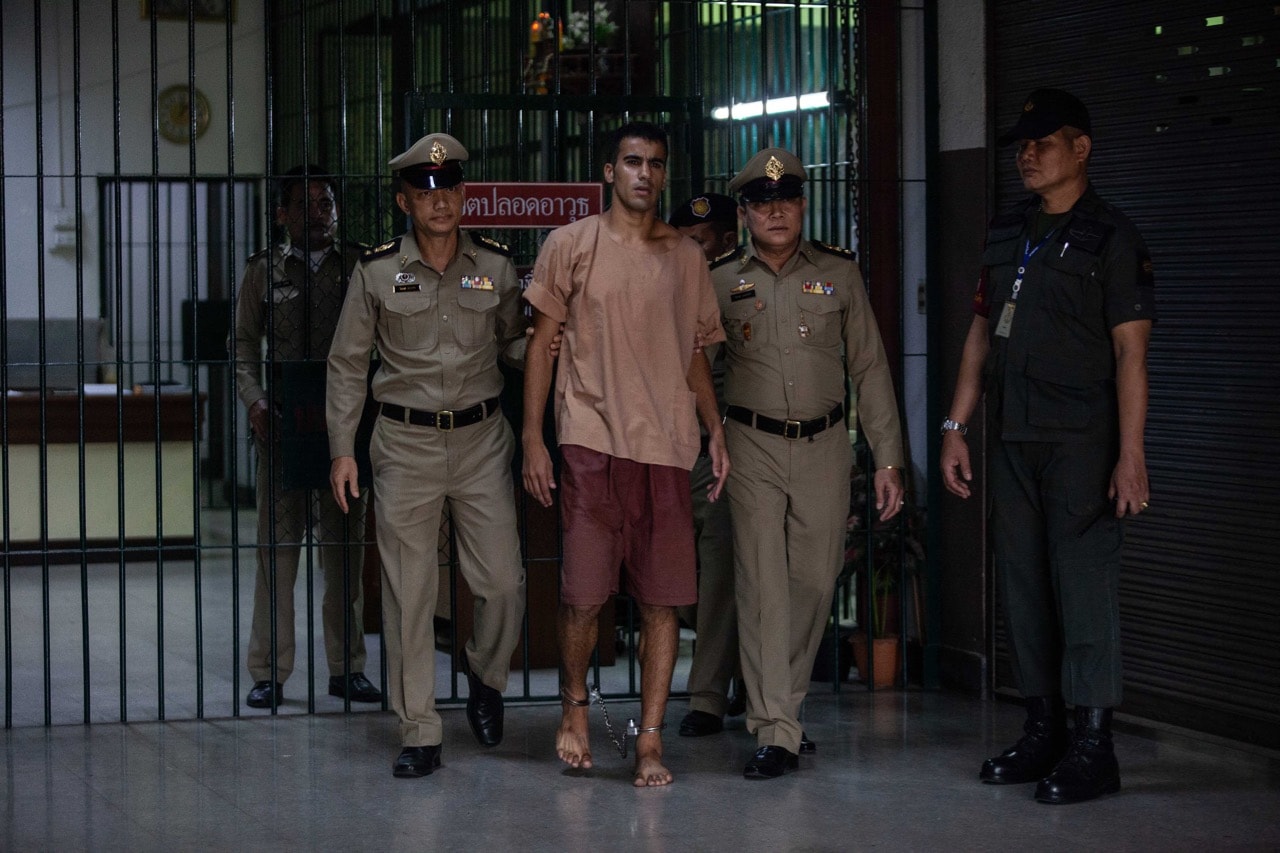 Hakeem al-Araibi, a refugee footballer, leaves Bangkok's Criminal Court in Bangkok, Thailand, 4 February 2019, Lauren DeCicca/Getty Images