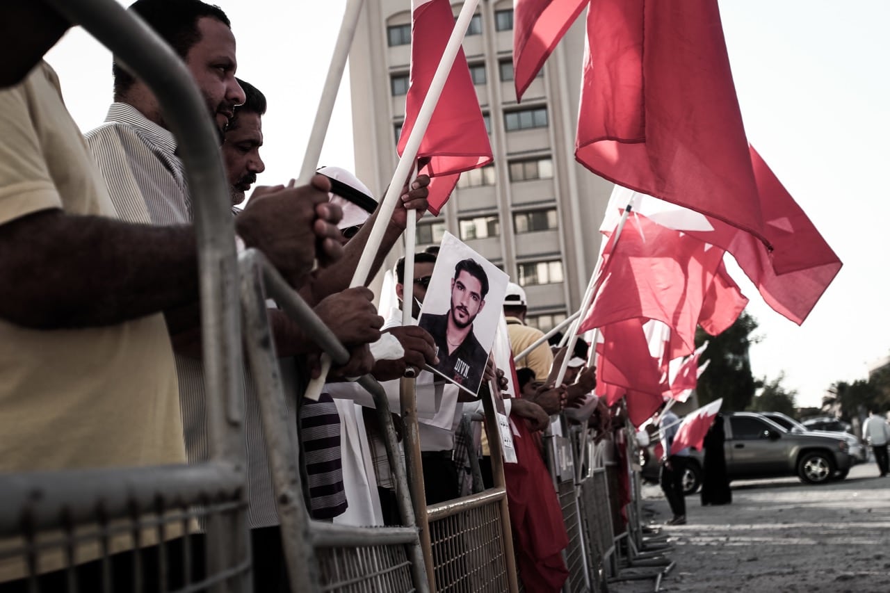 A sit-in organized by the opposition on the International Day in Support of Victims of Torture, next to the UN building in Manama, Bahrain, 26 June 2014 , NurPhoto/Corbis via Getty Images