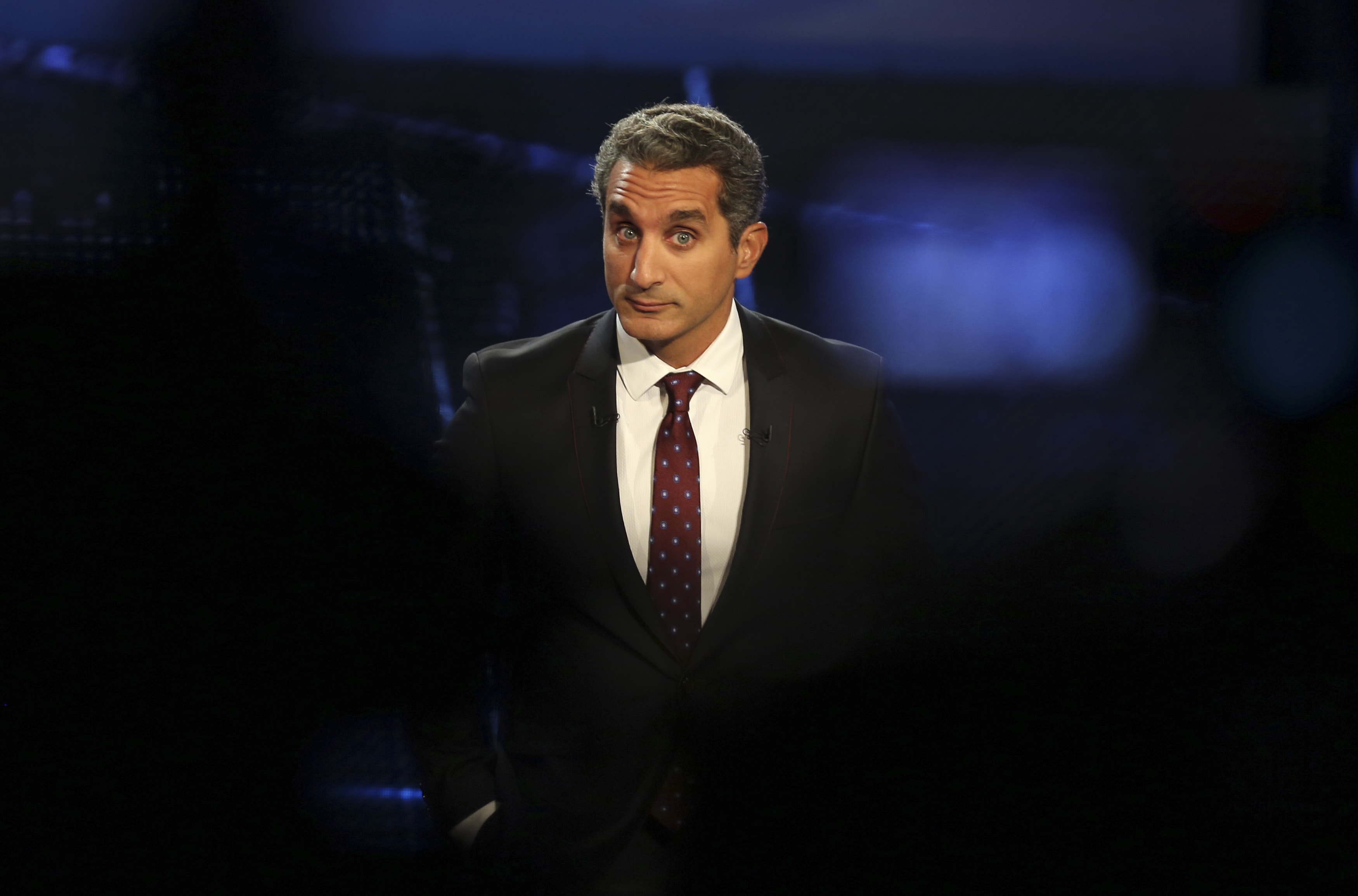 Popular Egyptian satirist Bassem Youssef talks during a news conference in Cairo on 2 June 2014, REUTERS/Mohamed Abd El Ghany