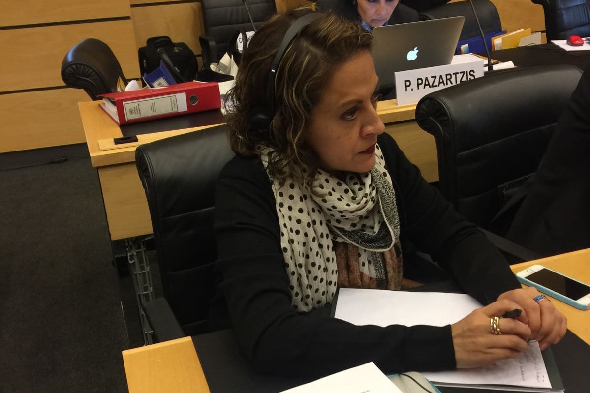 Jineth Bedoya delivers her remarks to the Committee of Human Rights of the United Nations, 17 October 2016