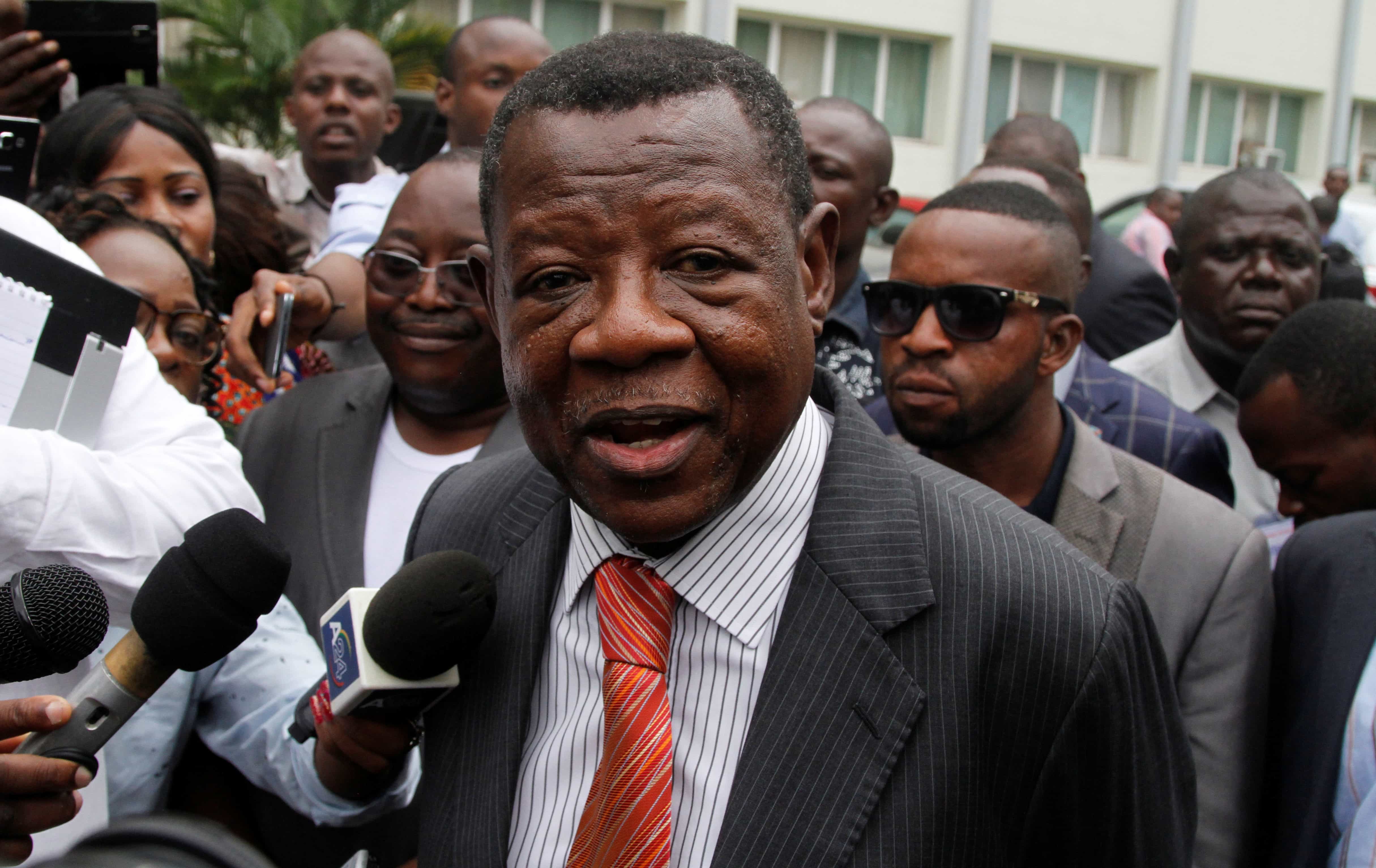 Congolese information minister Lambert Mendé addresses the media in Kinshasa, 31 December 2016, REUTERS/Kenny Katombe