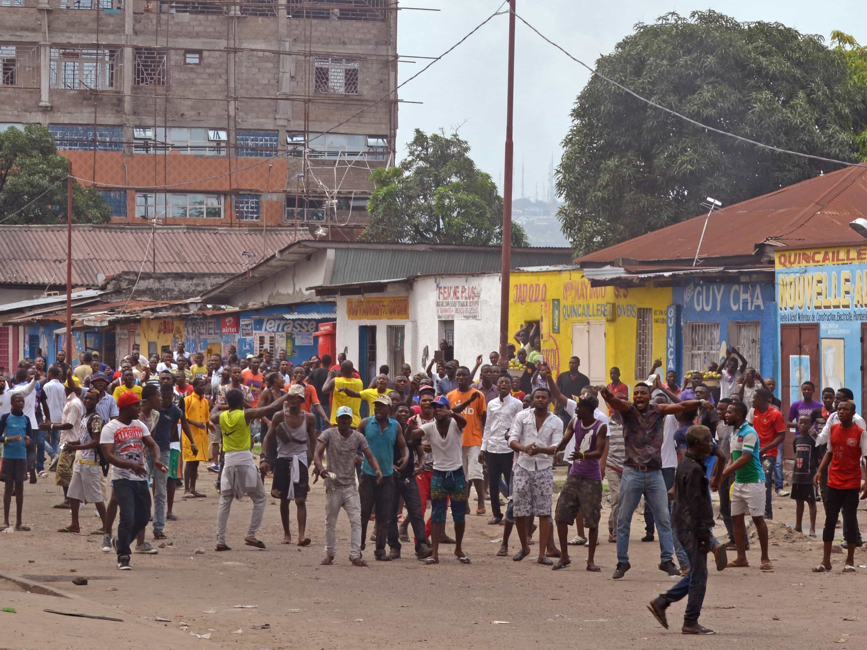Anti-government protestors gather in Kinshasa, DRC, 19 January 2015, AP Photo/John Bompengo