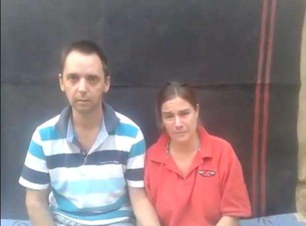 A snapshot of the video released on 15 July in which a kidnapped Dutch journalist and her husband pleaded with their government to satisfy the demands of their abductors, YouTube snapshot