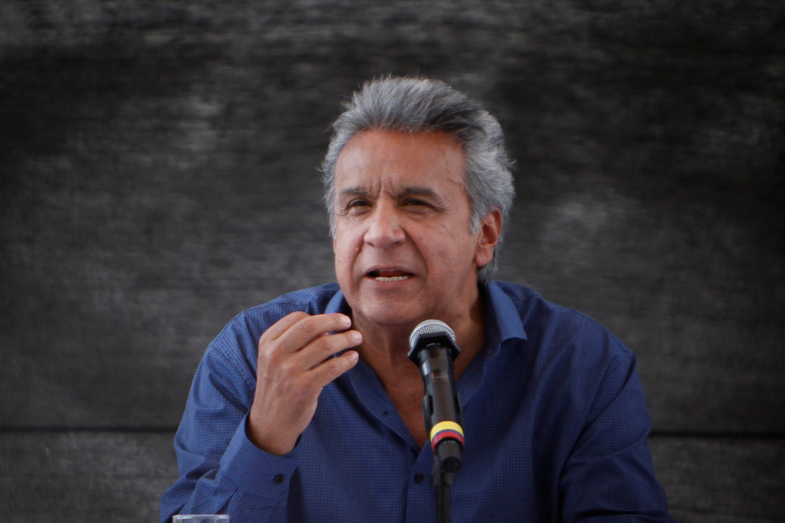 Ecuador's President Lenin Moreno talks to the media during a visit to Ecuador's state-run Esmeraldas refinery complex in Esmeraldas, Ecuador, 15 August 2017, REUTERS/Daniel Tapia