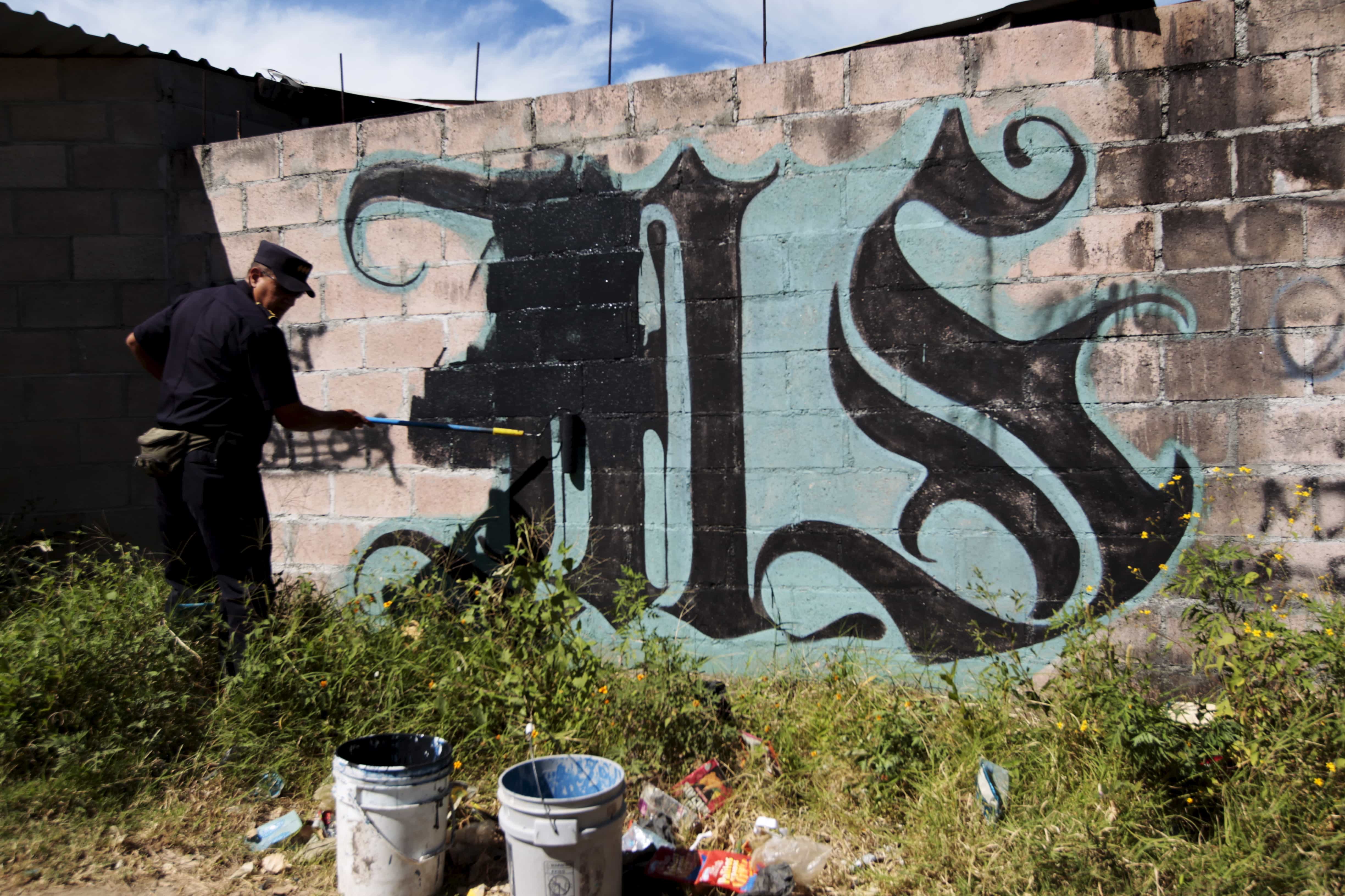 Graffiti associated with the Mara Salvatrucha gang in the Montreal neighborhood in Mejicanos, El Salvador, REUTERS/Jose Cabezas