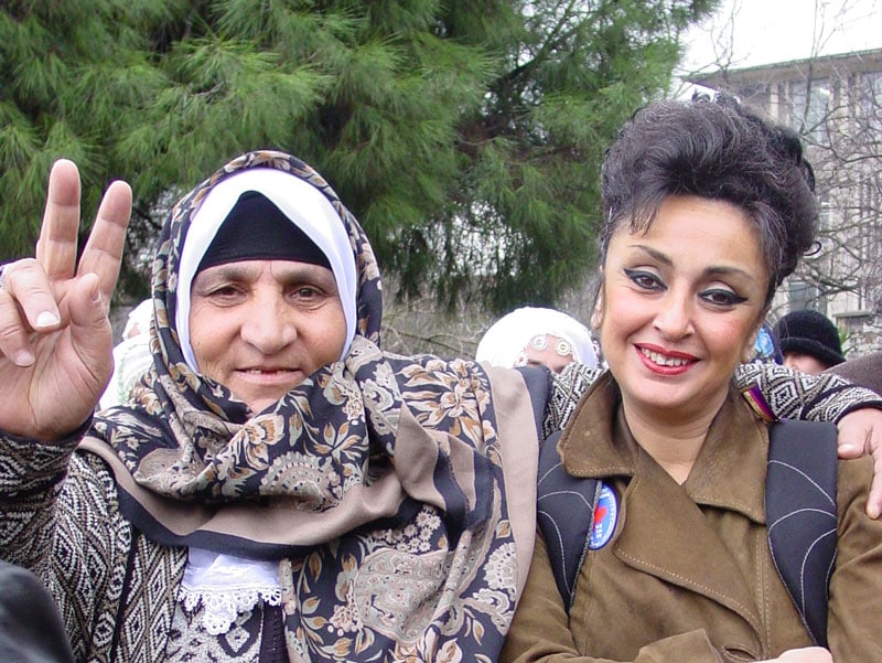 Eren Keskin (R) at a Barış Anneleri ("Peace Mothers") demonstration, Saban Dayanan