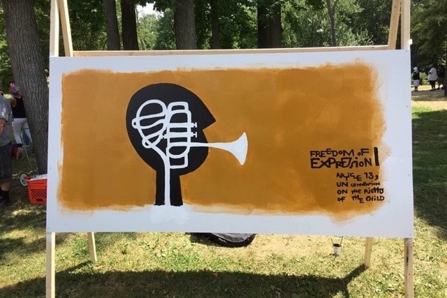 A poster created by CRIN and young activists at a community youth festival in Washington DC, 2016, CRIN