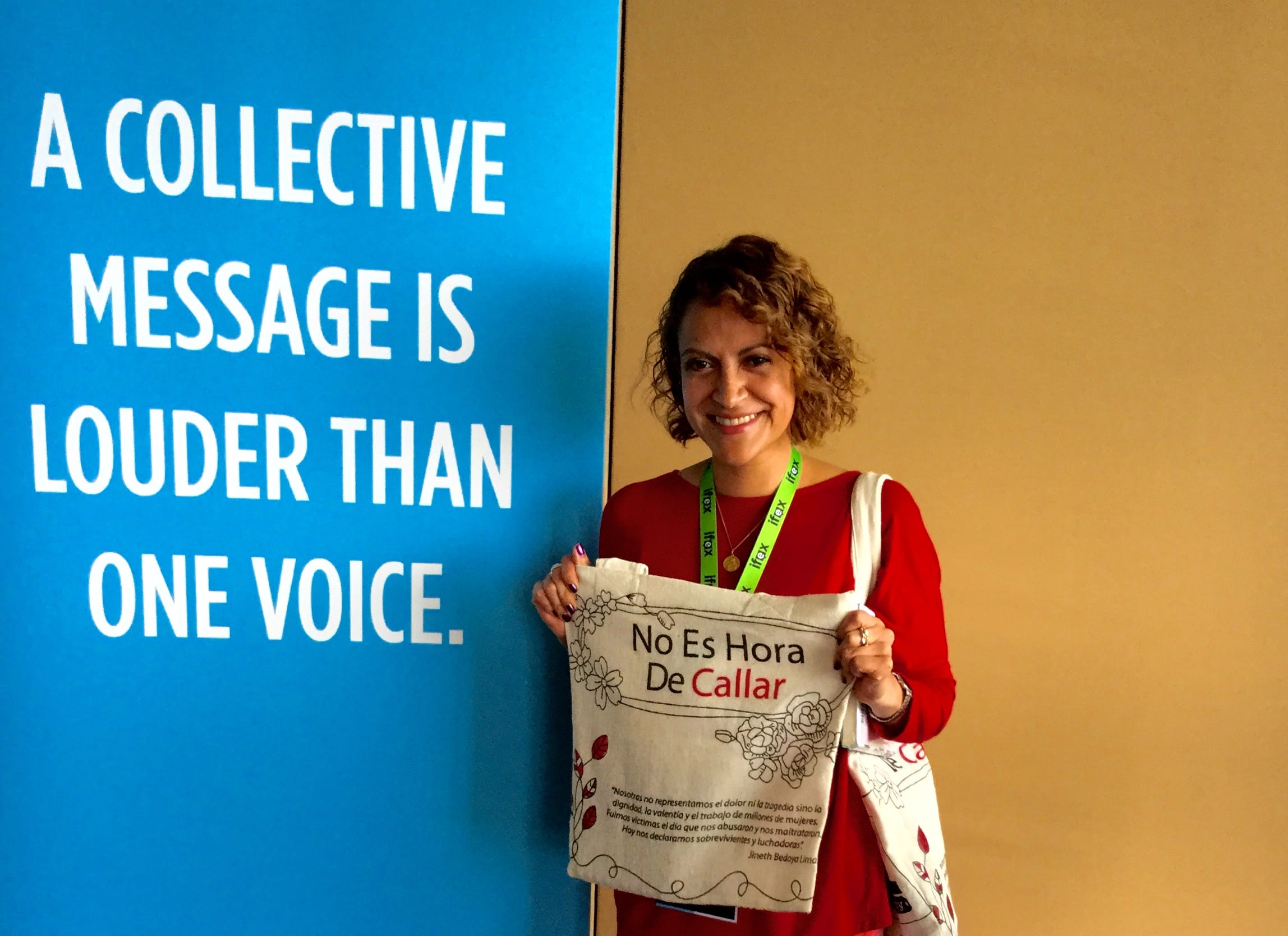 Colombian journalist and activist Jineth Bedoya Lima at IFEX’s 2015 Strategy Conference, 5 October 2015