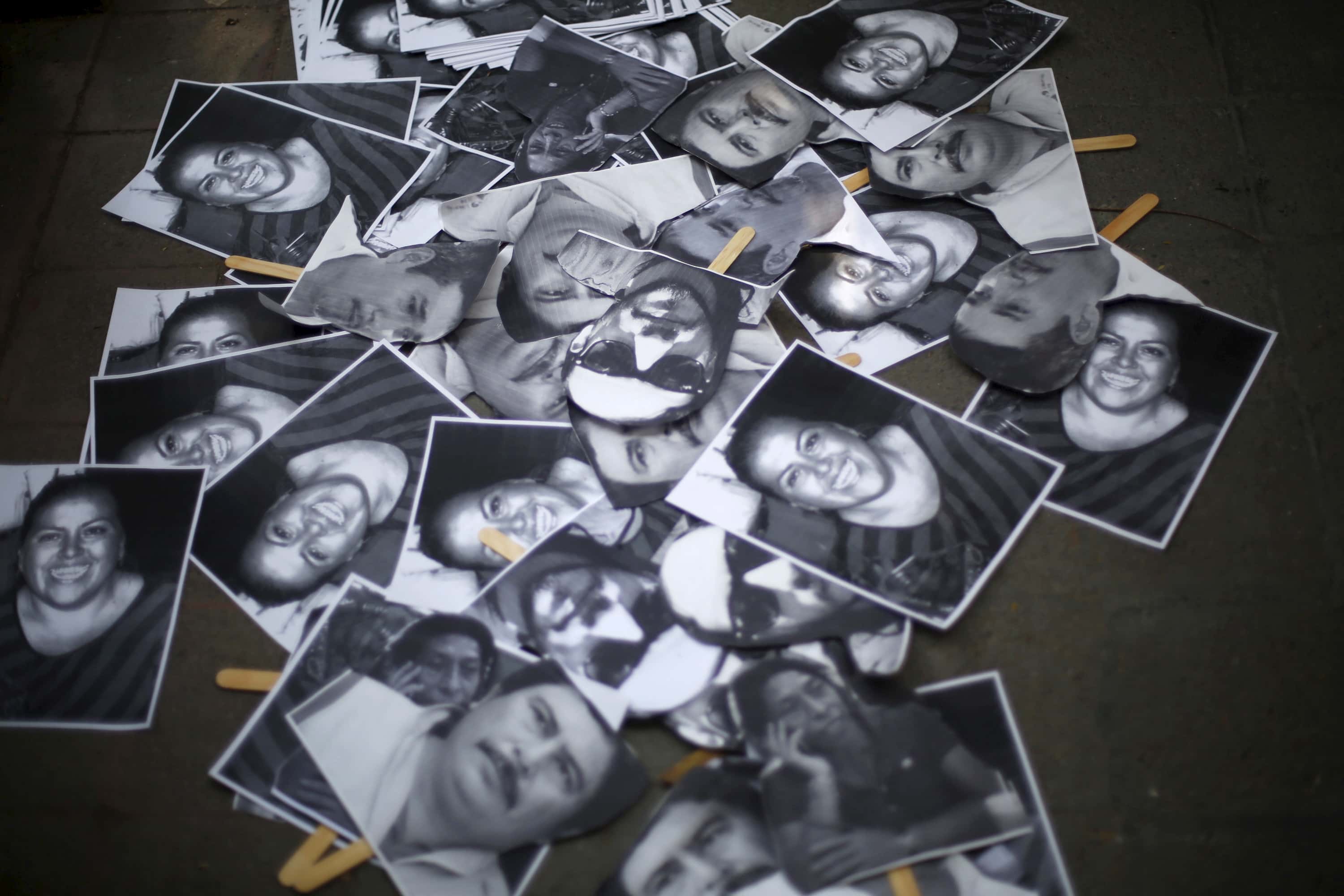 Images of murdered journalists during a demonstration against the murder of a journalist Anabel Flores in Mexico City, February 11, 2016, REUTERS/Edgard Garrido