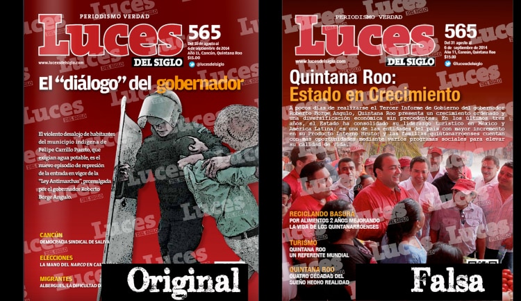 Original and parody versions of Luces del Siglo cover 565, ARTICLE 19