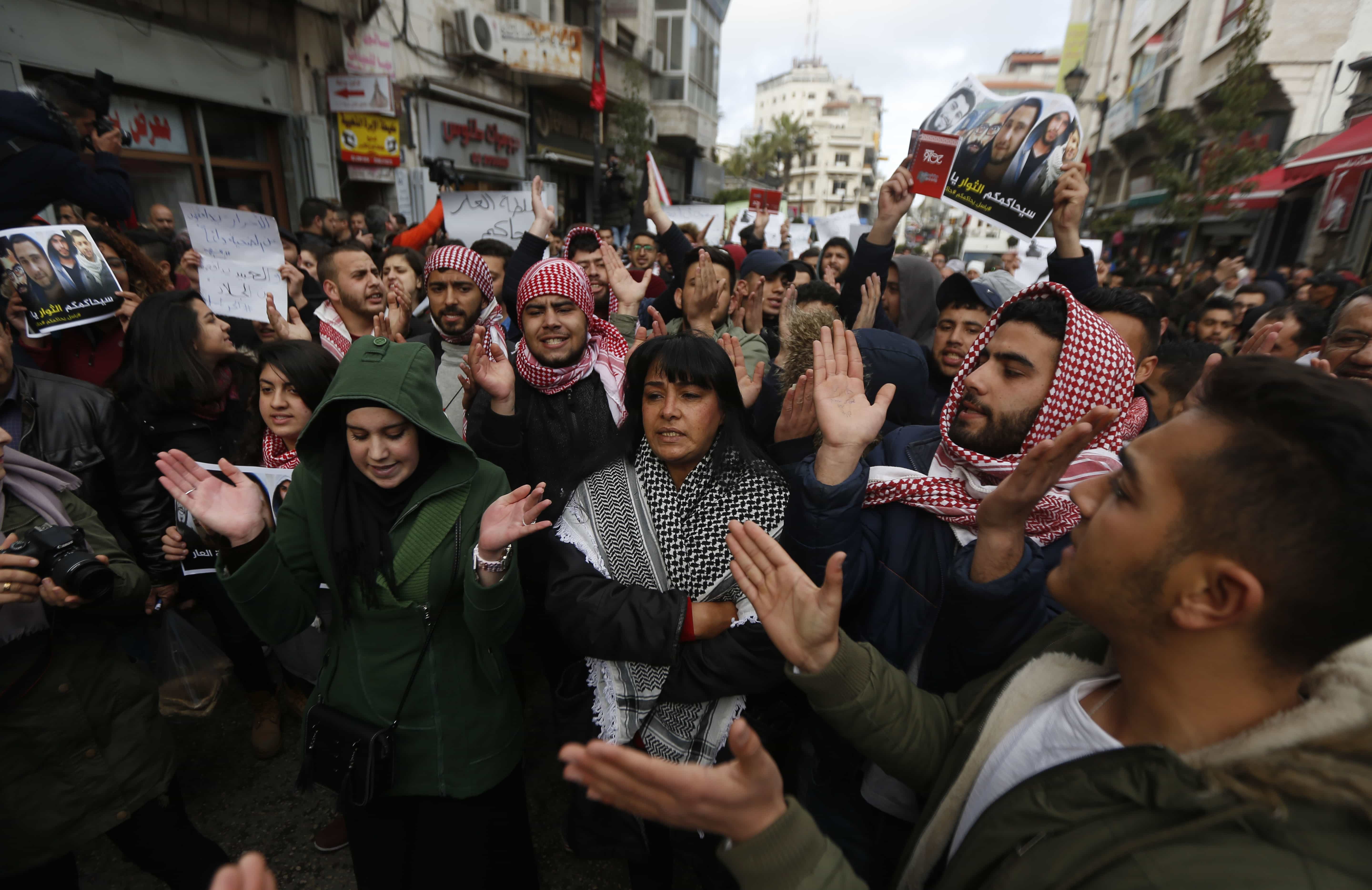 Palestinians gather in an anti -government demonstration calling for the president Mahmoud Abbas to resign and an end to security cooperation with Israel in the West Bank city of Ramallah, Monday, March 13, 2017, AP Photo/Majdi Mohammed