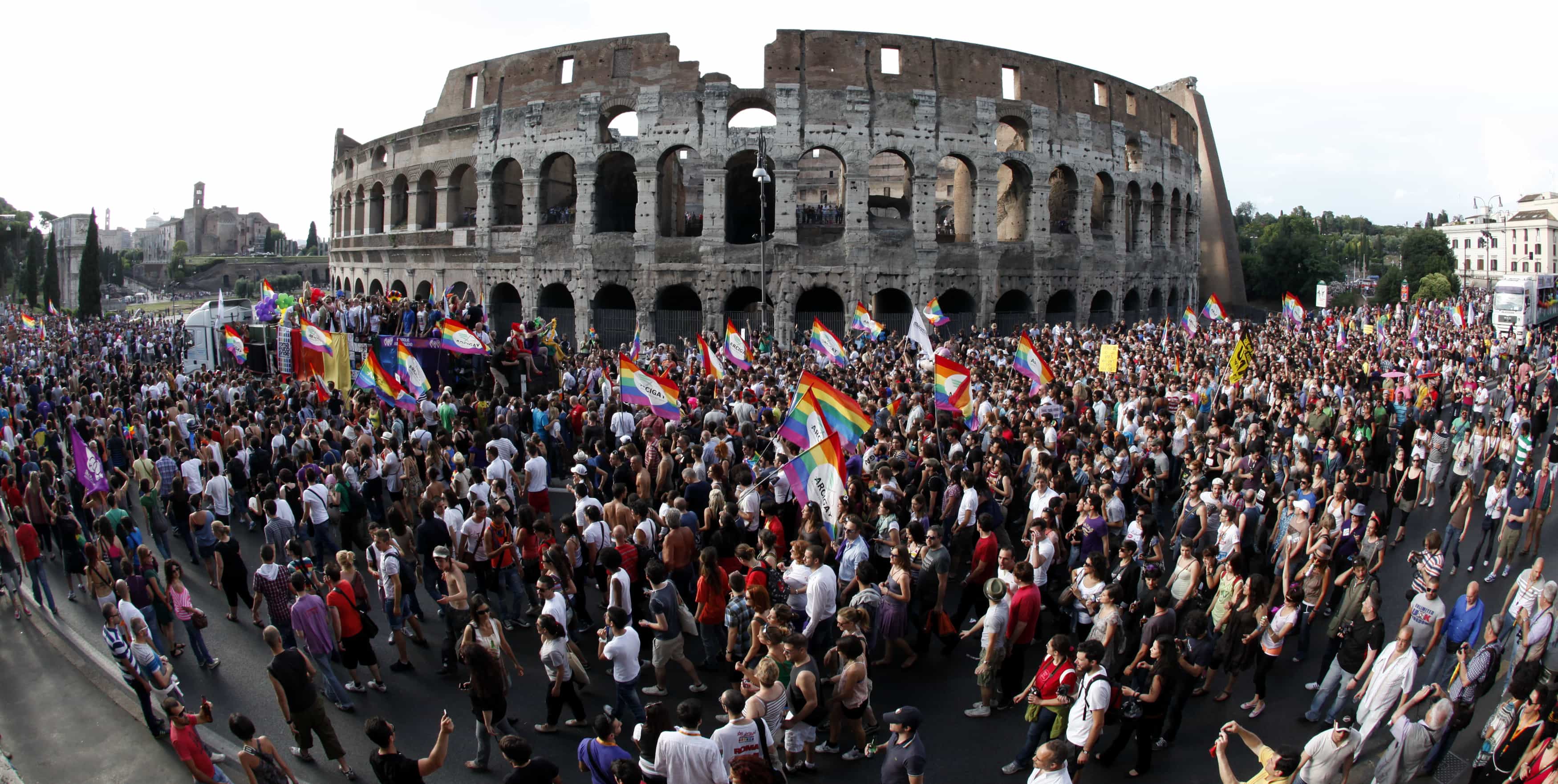 People take part in a demonstration for LGBT rights in downtown Rome, 11 June 2011, REUTERS/Alessia Pierdomenico