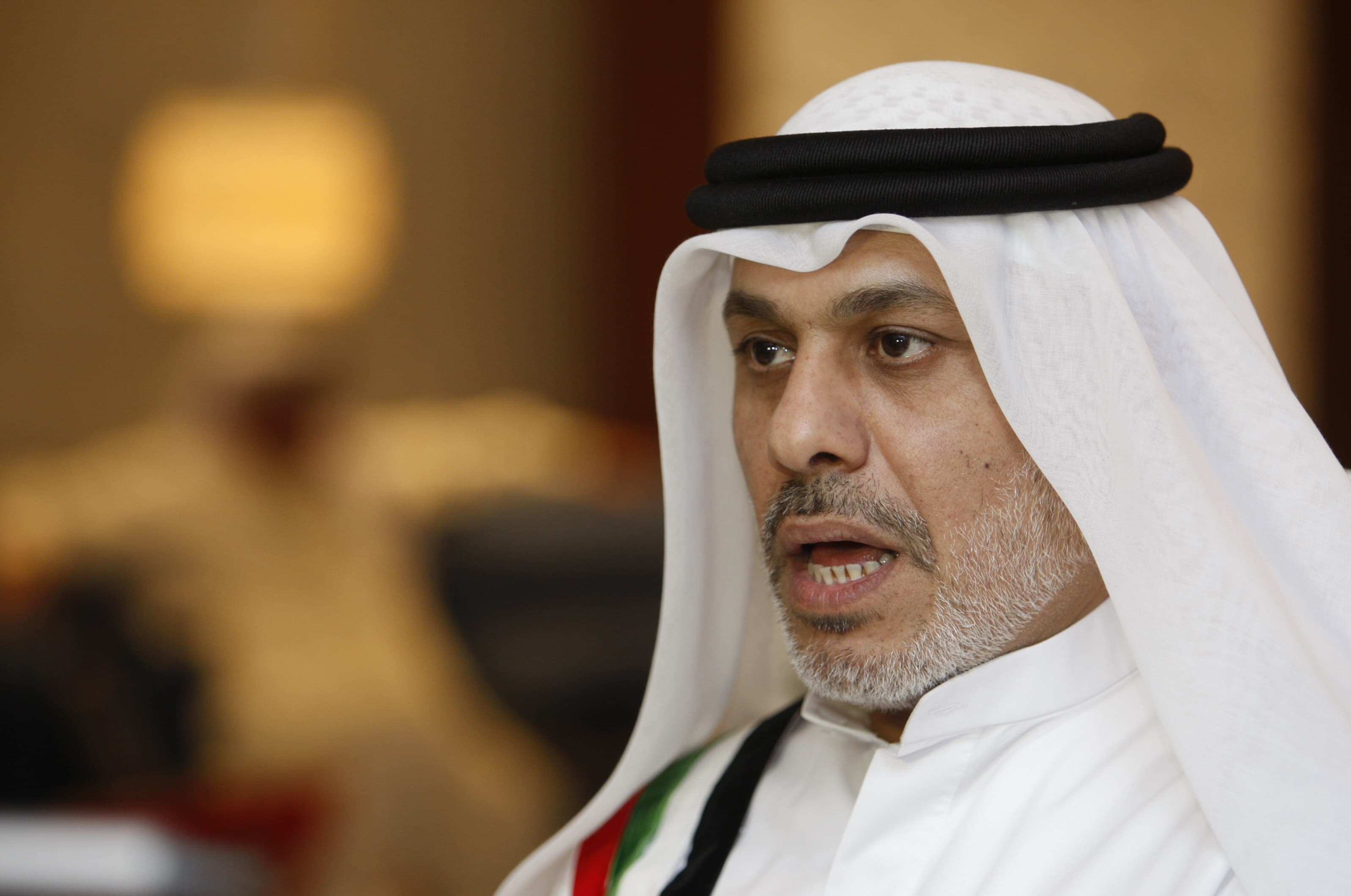 Nasser bin Ghaith speaks to Reuters at his home in Dubai November 30, 2011., REUTERS/Nikhil Monteiro