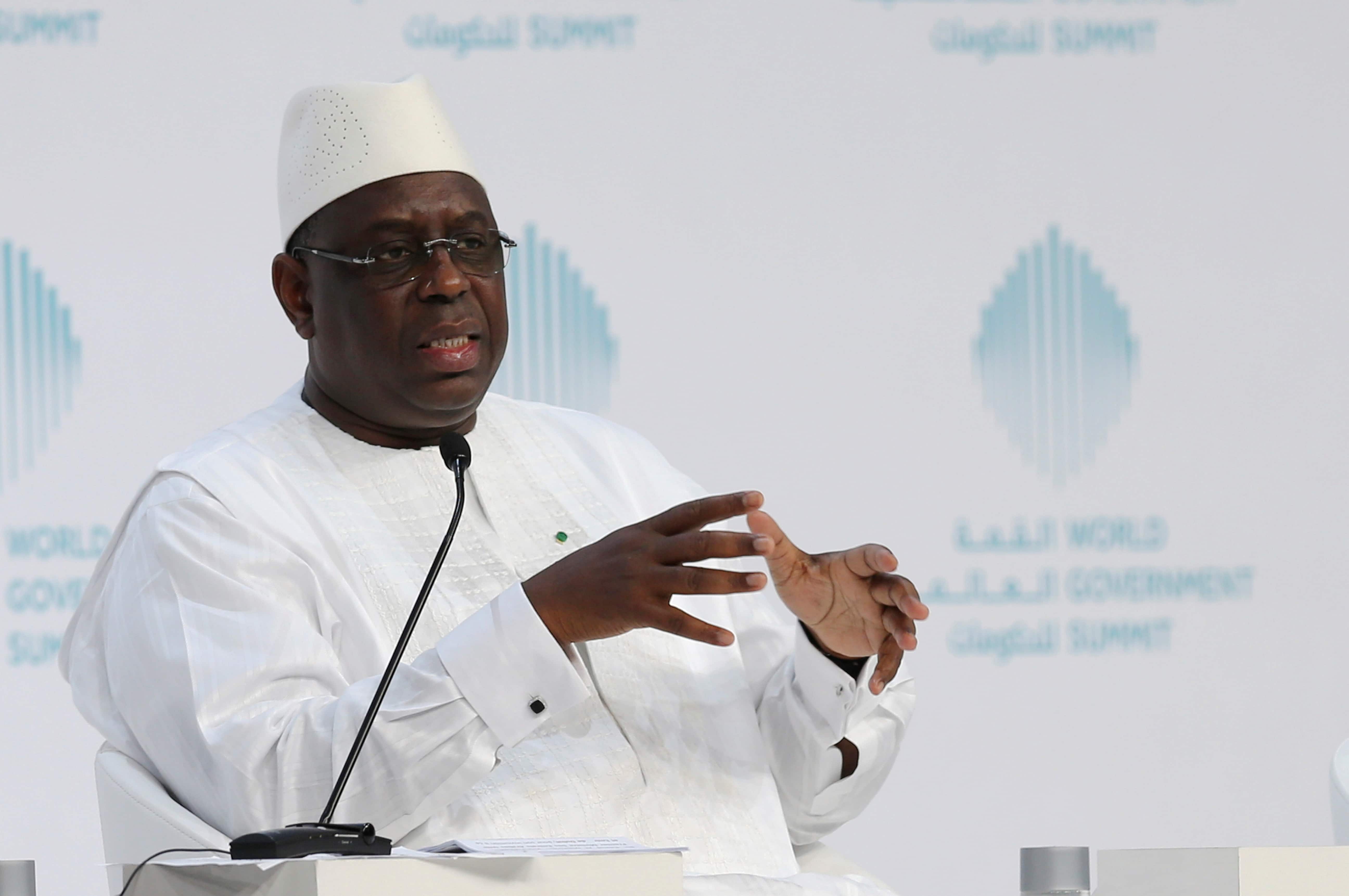 Senegal's President Macky Sall speaks during the World Government Summit in Dubai, United Arab Emirates, 12 February 2017, REUTERS/Stringer