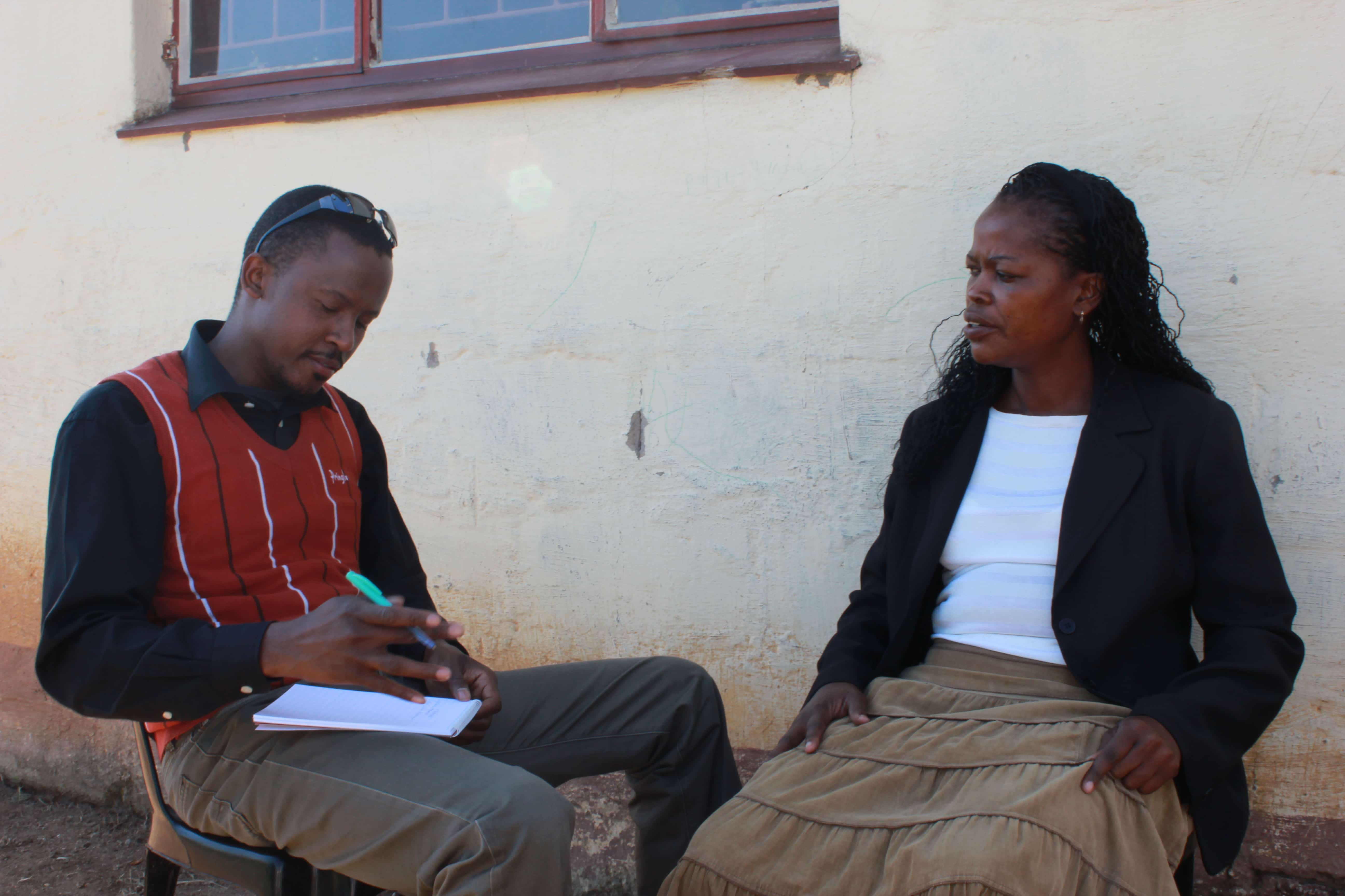 Times of Swaziland reporter Musa Simelane (L) conducts an interview., MISA-Swaziland