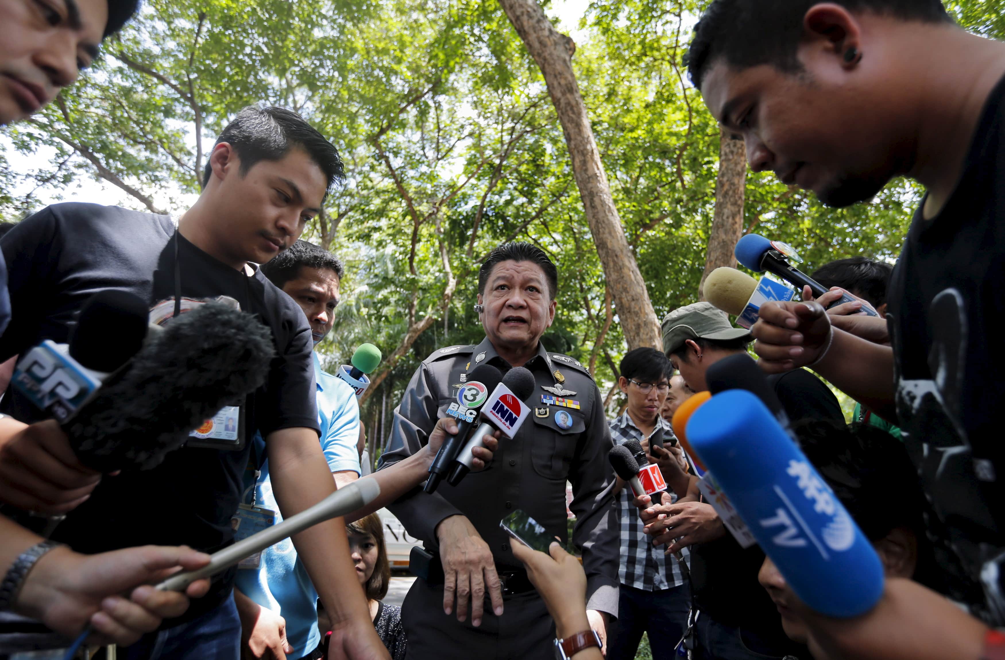 Thai police Lieutenant General Prawut Thavornsiri speaks to the media at the Royal Thai Police headquarters in Bangkok, Thailand, 30 August 2015, REUTERS/Chaiwat Subprasom