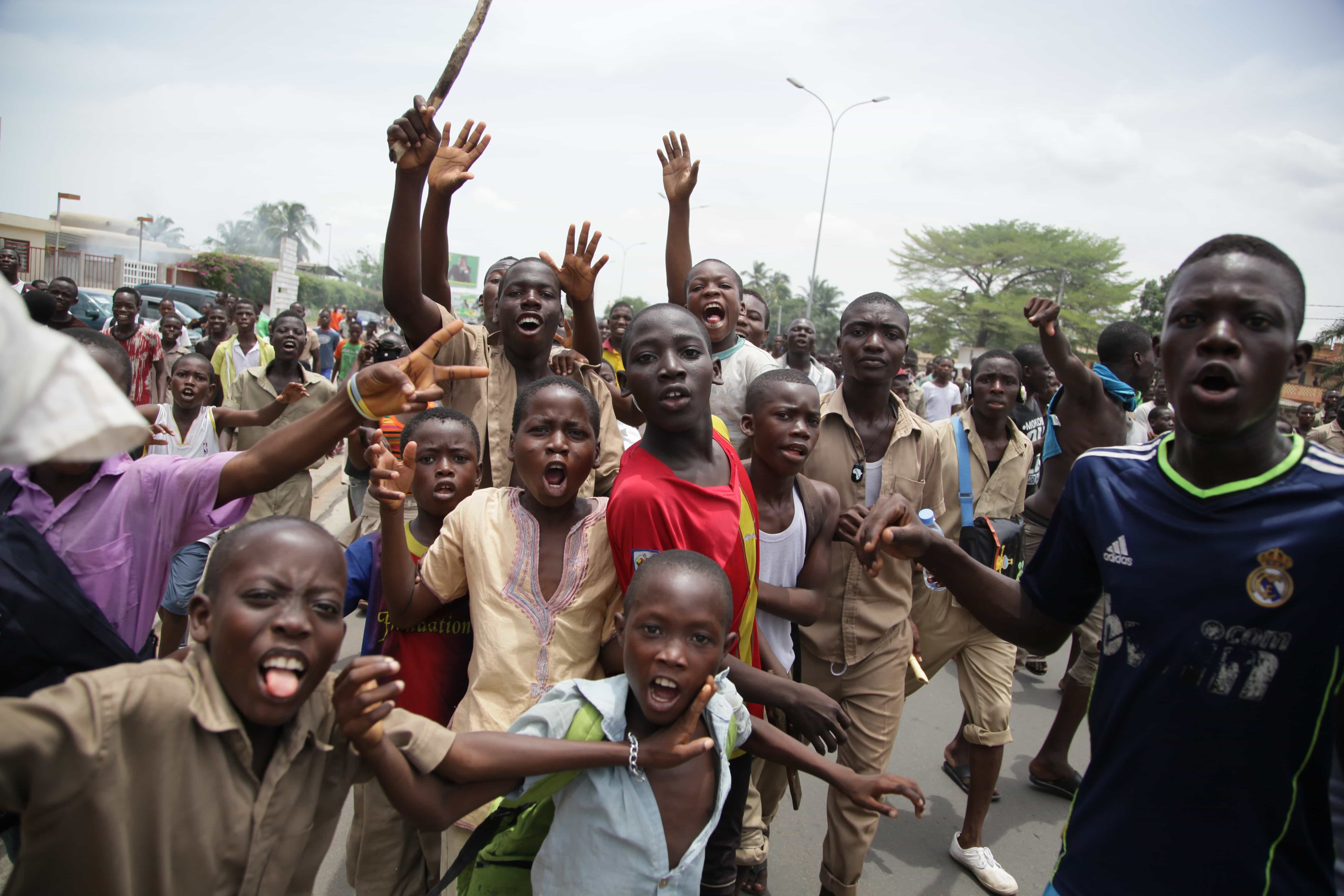 In this 15 April 2013 photo, Togolese students protest in the streets of Lome, AP Photo/Erick Kaglan