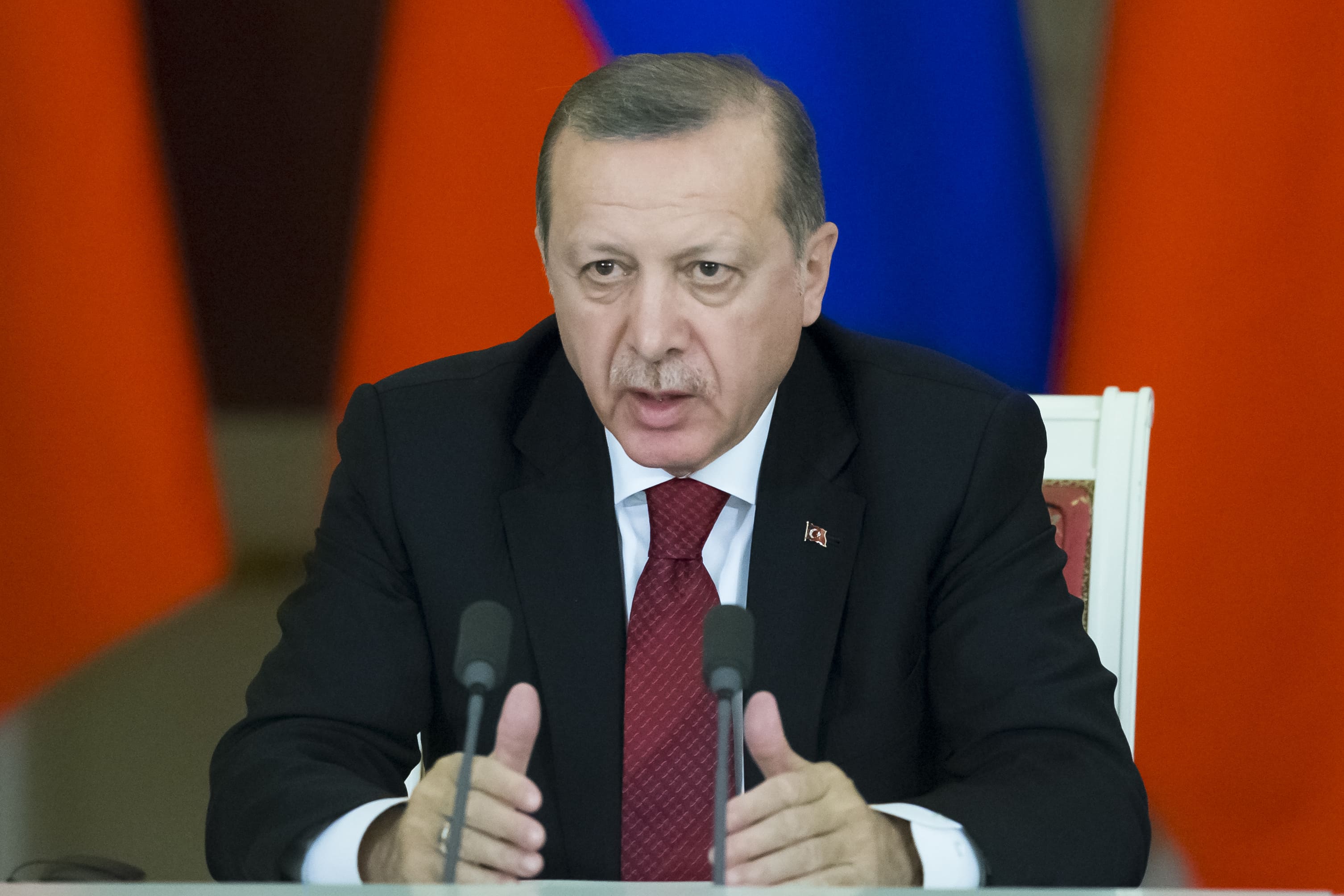 Recep Tayyip Erdogan endorsed Trump’s latest allegations that the CNN television network was guilty of broadcasting “fake news” in its report on ties between the US president and Russia, AP Photo/Alexander Zemlianichenko, pool
