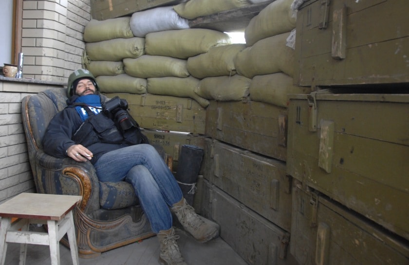 Photographer Serhiy Nikolayev pictured in the village of Pesky, Ukraine, 28 February 2015. Nikolayev died after artillery fire struck near the village, REUTERS/Max Rokotansk