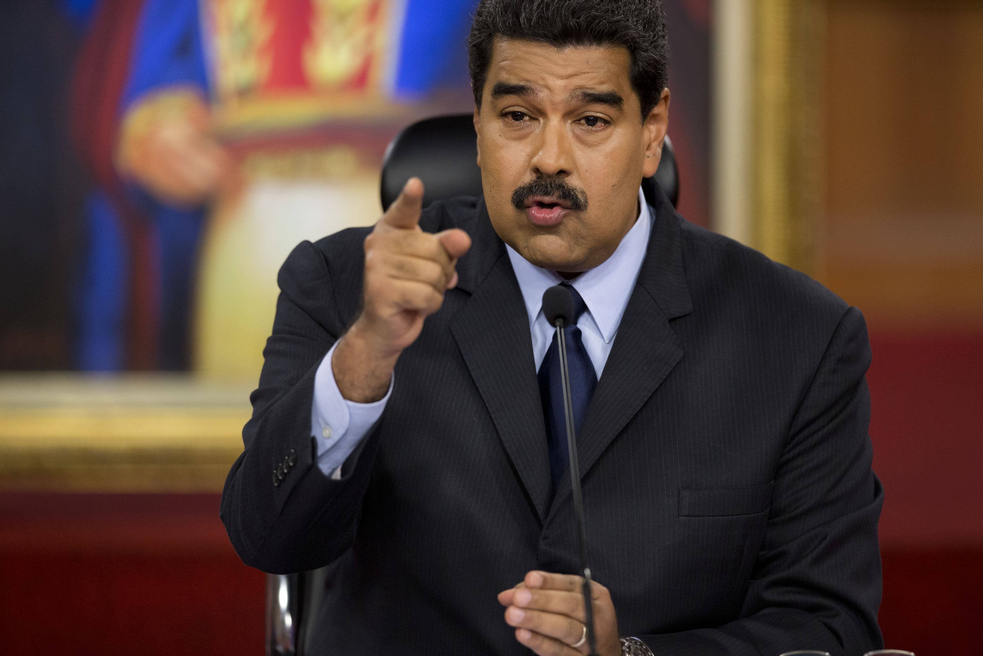 Venezuela's President Nicolas Maduro speaks during a press conference at Miraflores presidential palace in Caracas, Venezuela, 18 January 2017, AP Photo/Ariana Cubillos