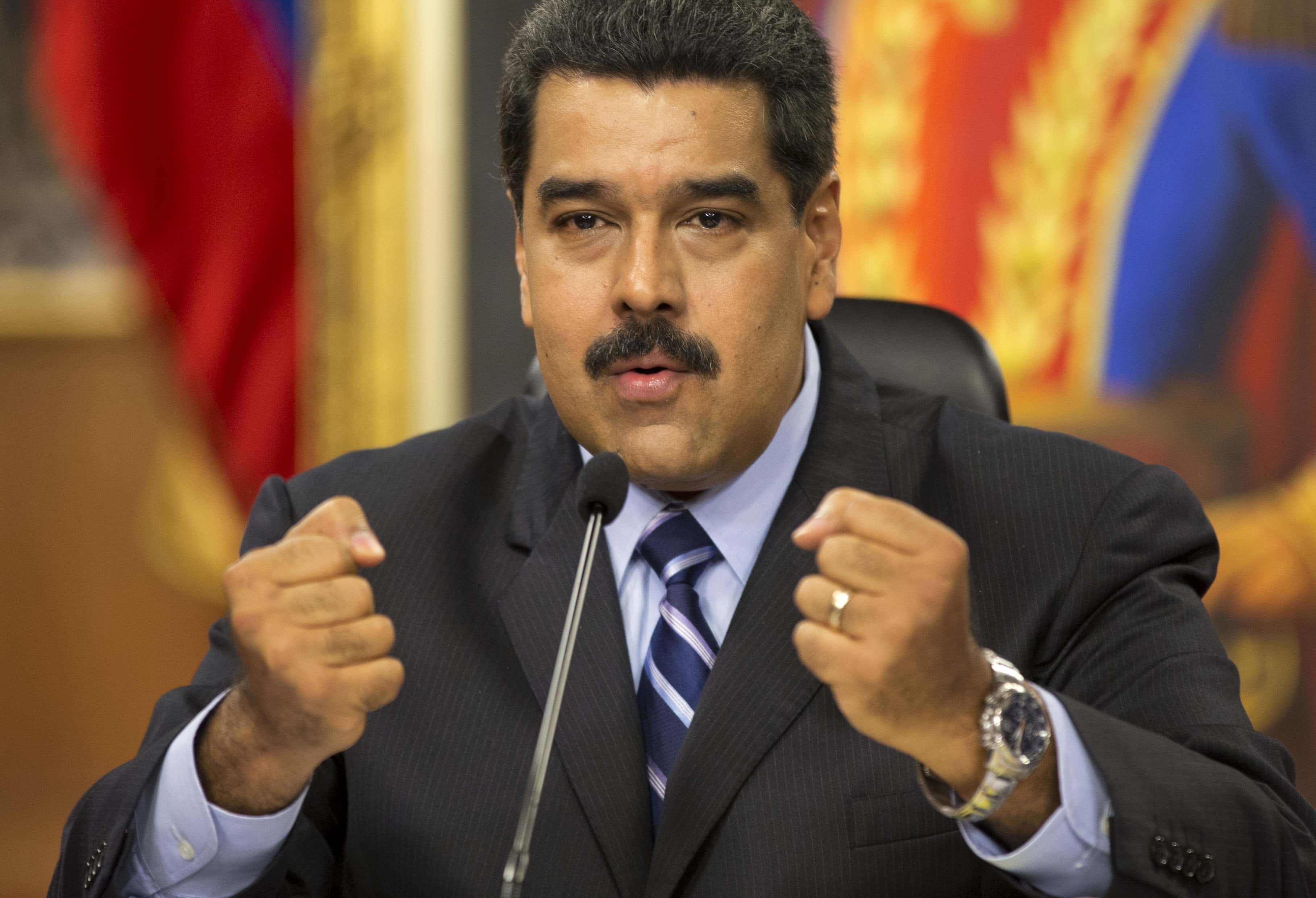 Venezuela's President Nicolas Maduro speaks during a press conference at the Miraflores presidential palace in Caracas, Venezuela, Tuesday, May 17, 2016, AP Photo/Ariana Cubillos