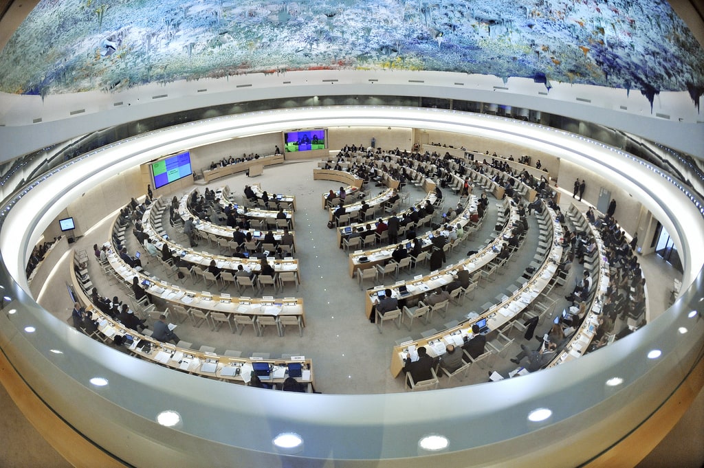 The UN Human Rights Council Chamber, Geneva.