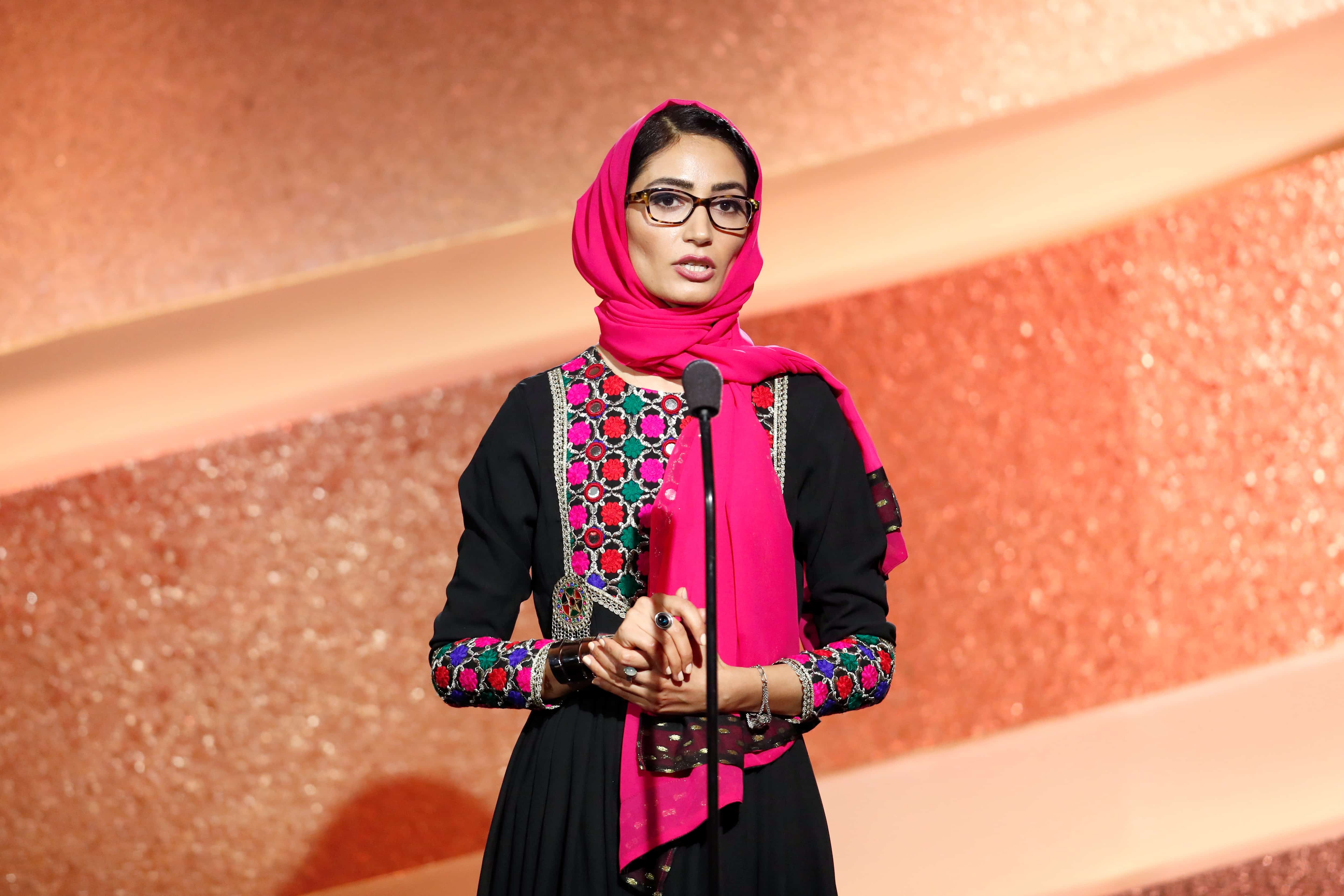 Honoree and founder/CEO of Code to Inspire Fereshteh Forough speaks during the Marie Claire Young Women's Honors in Marina del Rey, California, 19 November 2016, Rich Polk/Getty Images for Young Women's Honors