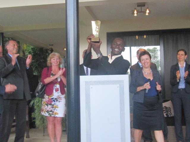 Geoffrey Wokulira Ssebaggala accepts the European Union Human Rights Defenders Award for the year 2012., HRNJ-Uganda