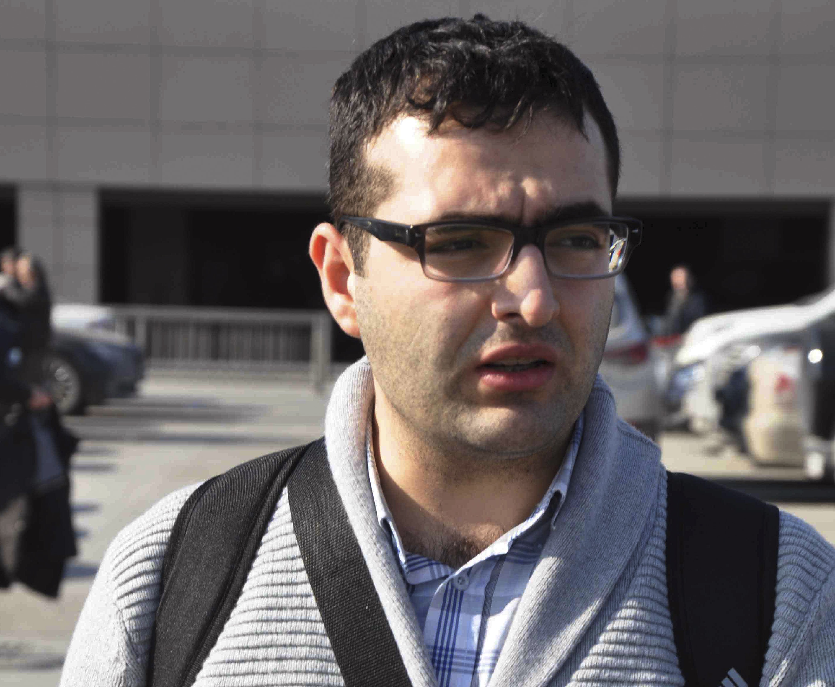 Mahir Zeynalov arrives at Geidar Aliyev Airport in Baku, 7 February 2014, after being expelled from Turkey by the authorities., AP Photo/Today's Zaman