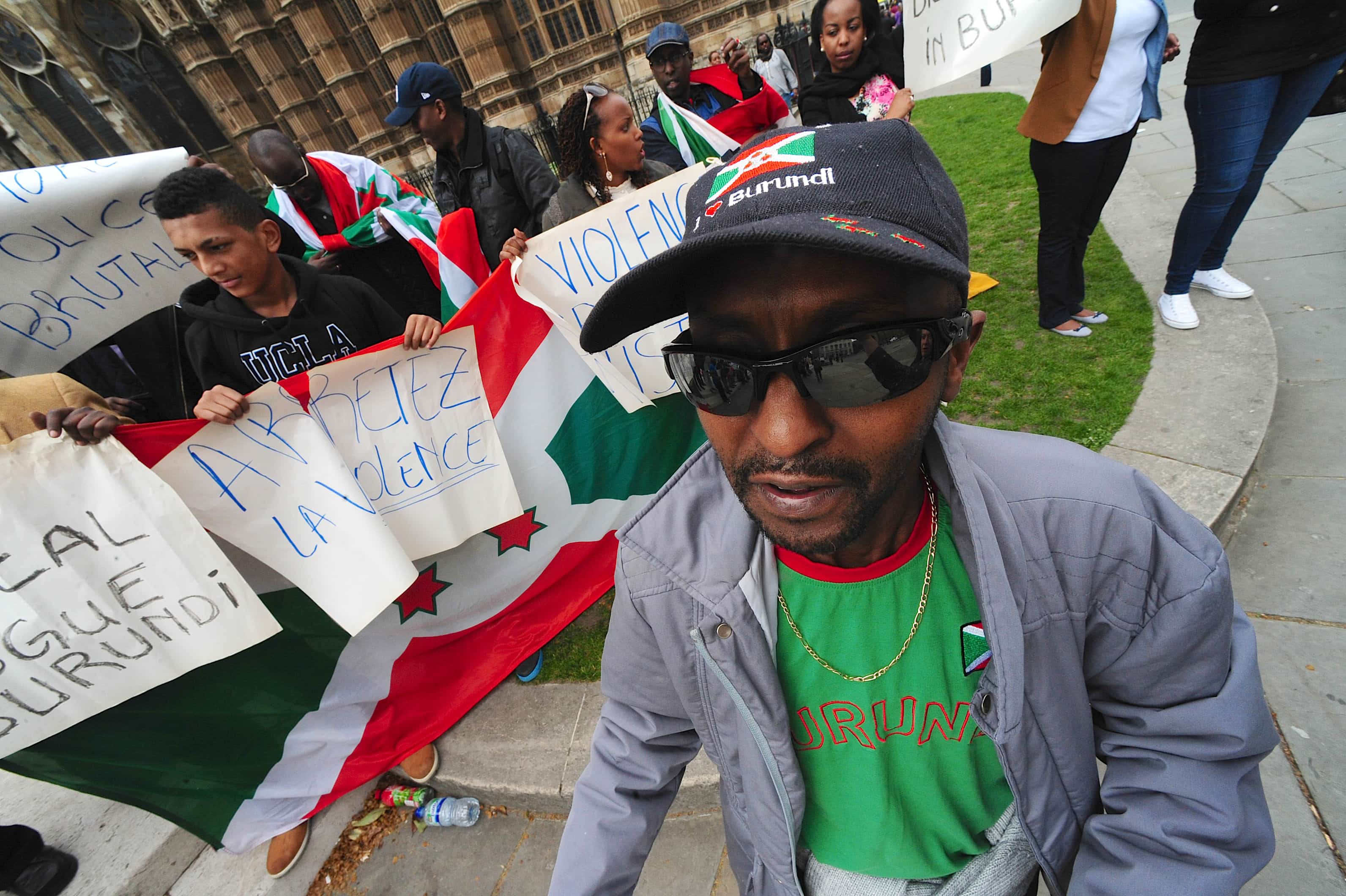 Burundians protest in London agains the ongoing political violence and human rights violations in their home country, April 2014. , Gail-Orenstein/Demotix