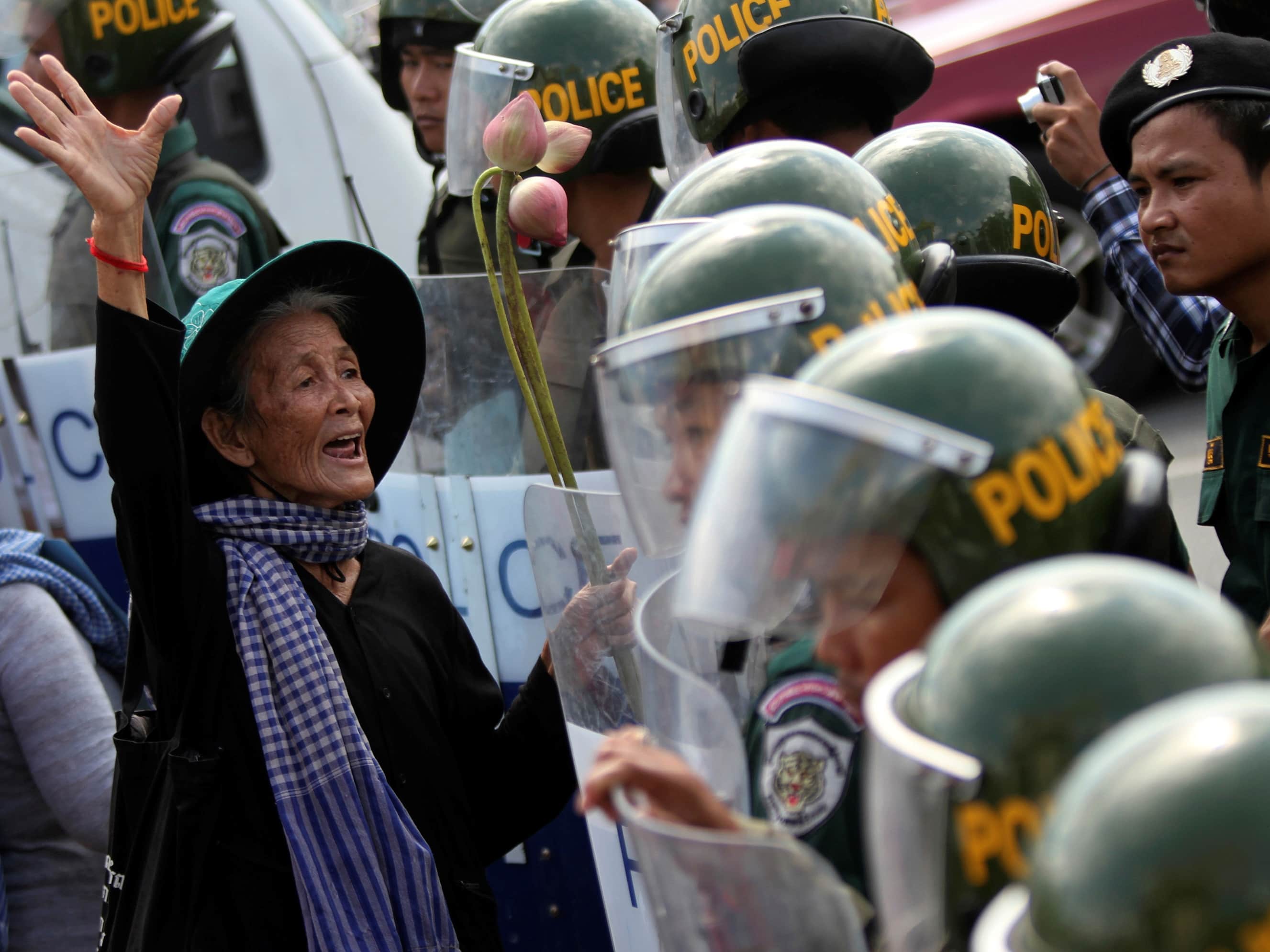 On 29 April 2013, Boeng Kak lake residents and other communities embroiled in land disputes gathered in front of the Cambodian People's Party headquarters in Phnom Penh to appeal for help from the prime minister, REUTERS/Samrang Pring