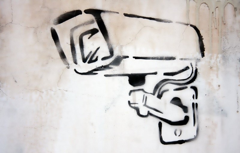 Graffiti art of surveillance camera, Published and labeled for reuse on Pixabay