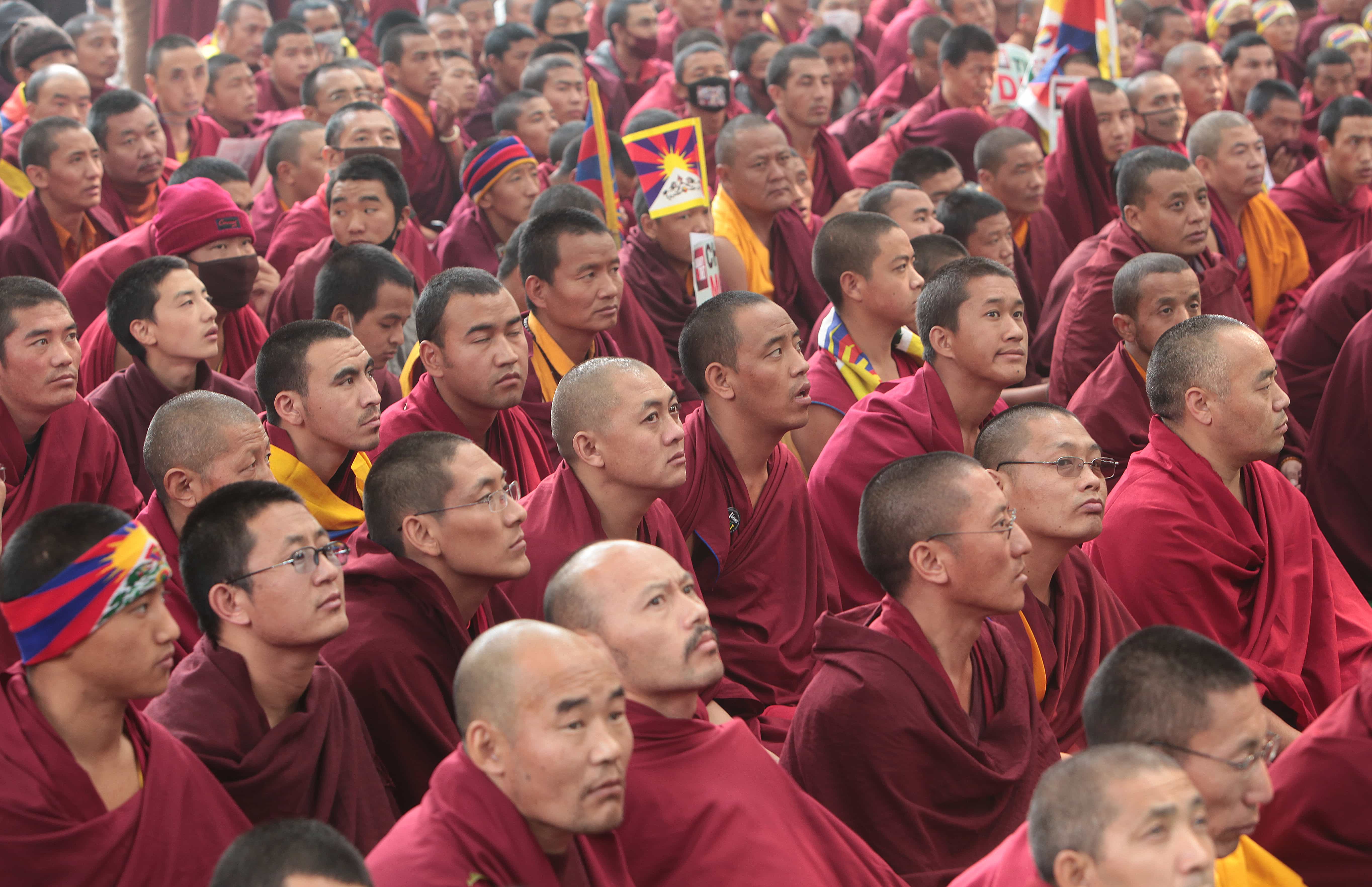 Tibetan monks gather in New Delhi to show solidarity with those who self-immolated, 1 February 2013, Demotix/ranjanbasu