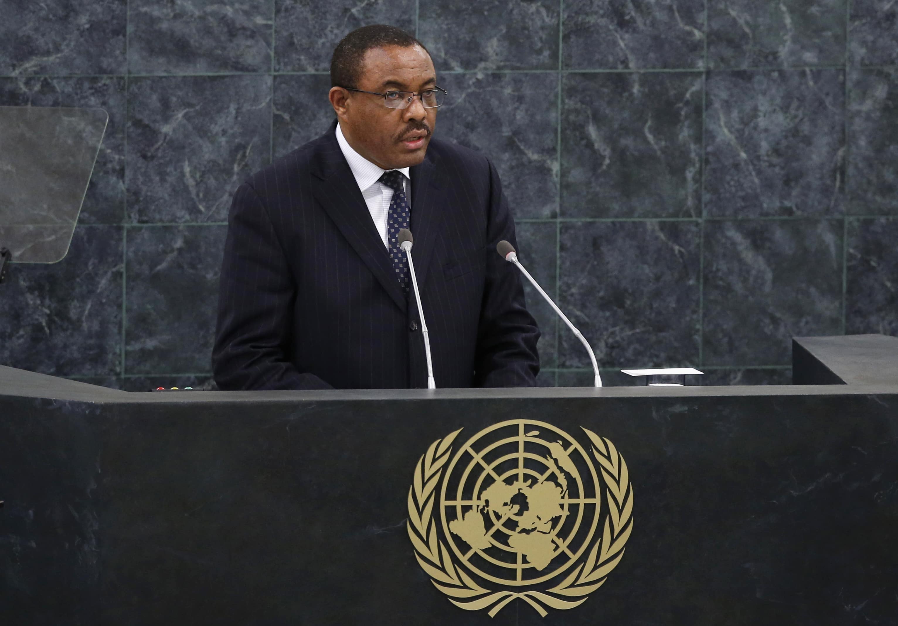Hailemariam Desalegn, Prime Minister of Ethiopia, addresses the 68th United Nations General Assembly at UN headquarters in New York, 25 September 2013. , REUTERS/Mike Sega