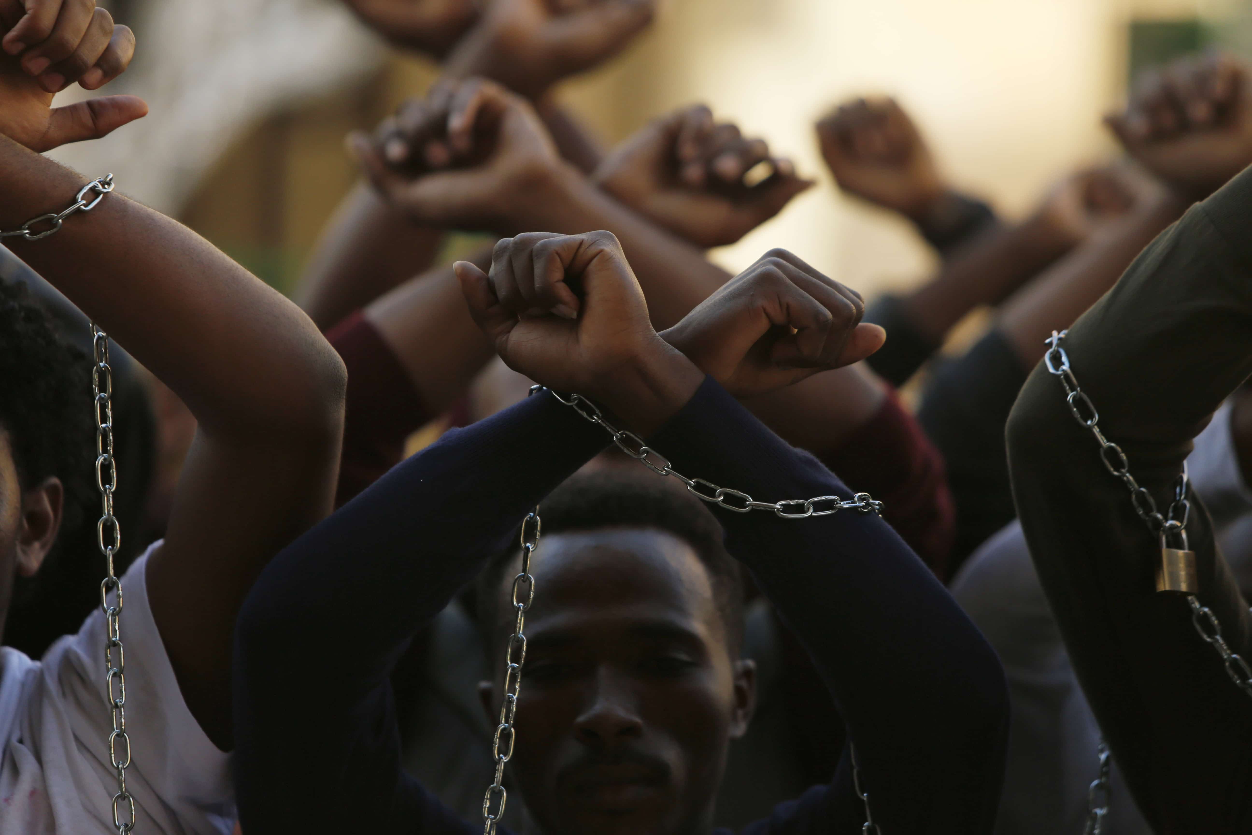 Ethiopian migrants, all members of the Oromo community of Ethiopia living in Malta, protest against the Ethiopian regime in Valletta, Malta, 21 December 2015, REUTERS/Darrin Zammit Lupi