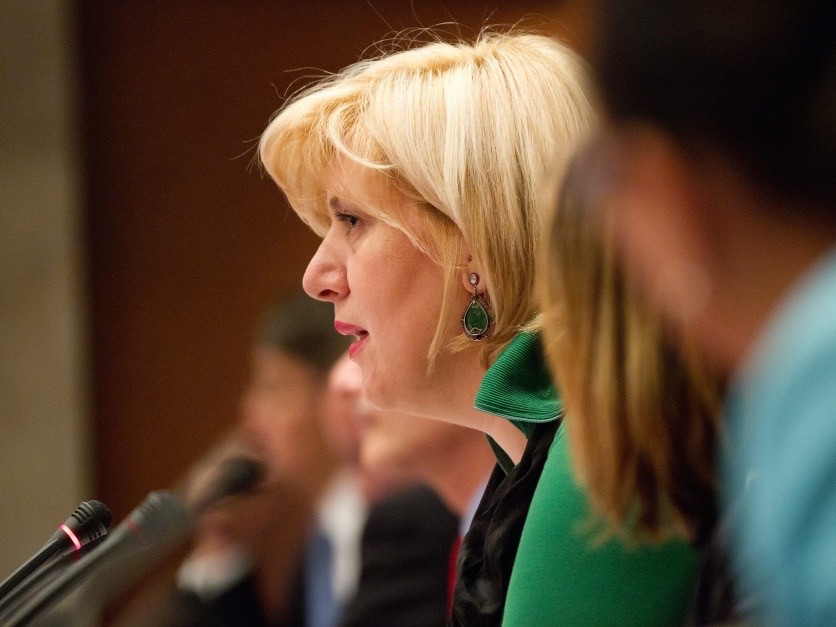 The OSCE's Representative on Freedom of the Media, Dunja Mijatovic, opens a session on media freedom at the OSCE's Review Conference in Warsaw, Poland, 7 October 2010, OSCE/Curtis Budden