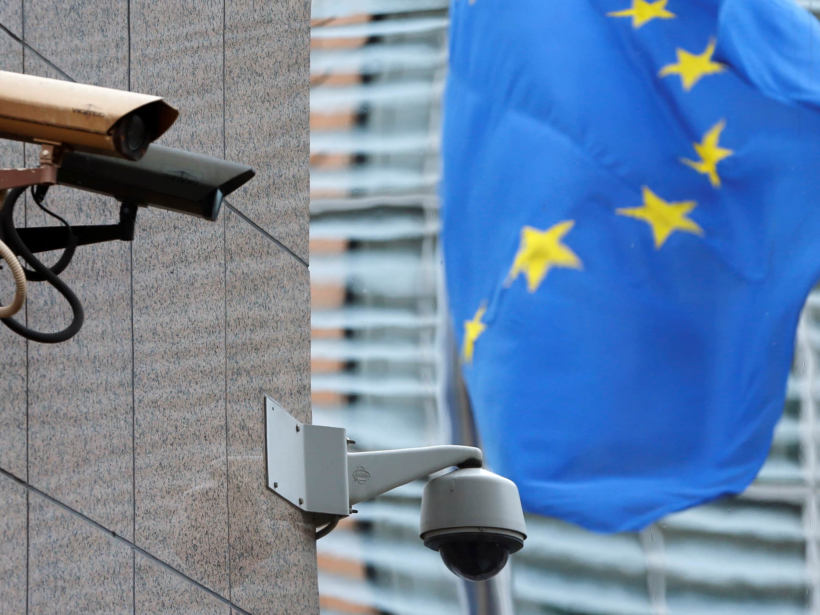 Security cameras near the main entrance of the European Union Council building in Brussels; the European Union said on 1 July 2013 it had ordered a security sweep of EU buildings after reports that a U.S. spy agency had bugged EU offices in Belgium and the U.S., REUTERS/Francois Lenoir