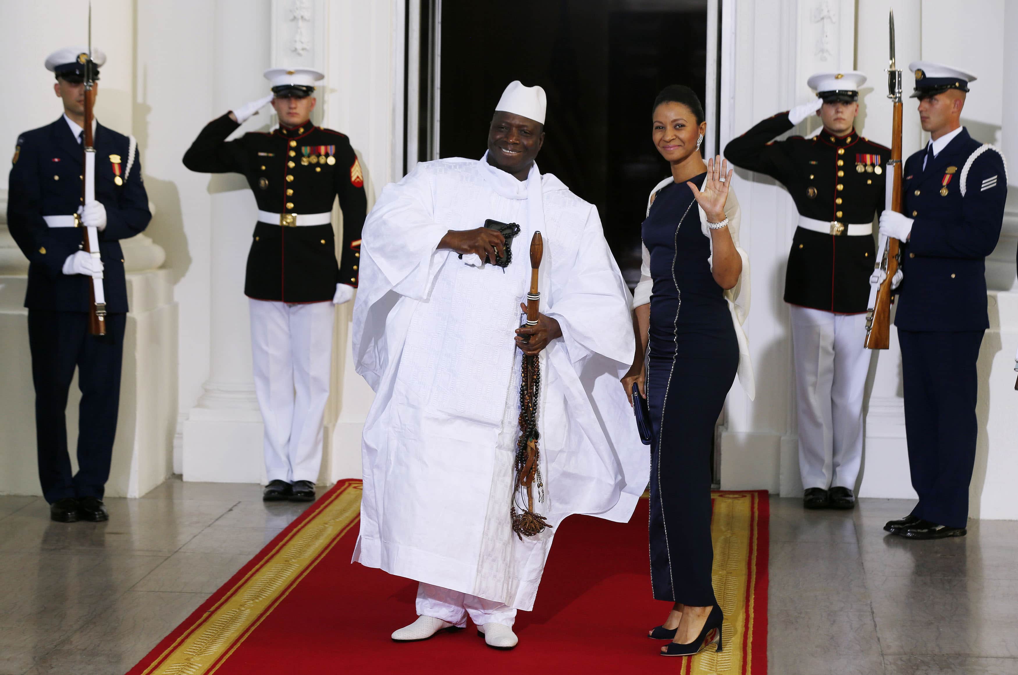 Republic of the Gambia's President Yahya Jammeh and his wife, Zineb Jammeh, arrive for the official U.S.-Africa Leaders Summit dinner hosted by U.S. President Barack Obama at the White House in Washington, 5 August 2014, REUTERS/Larry Downing