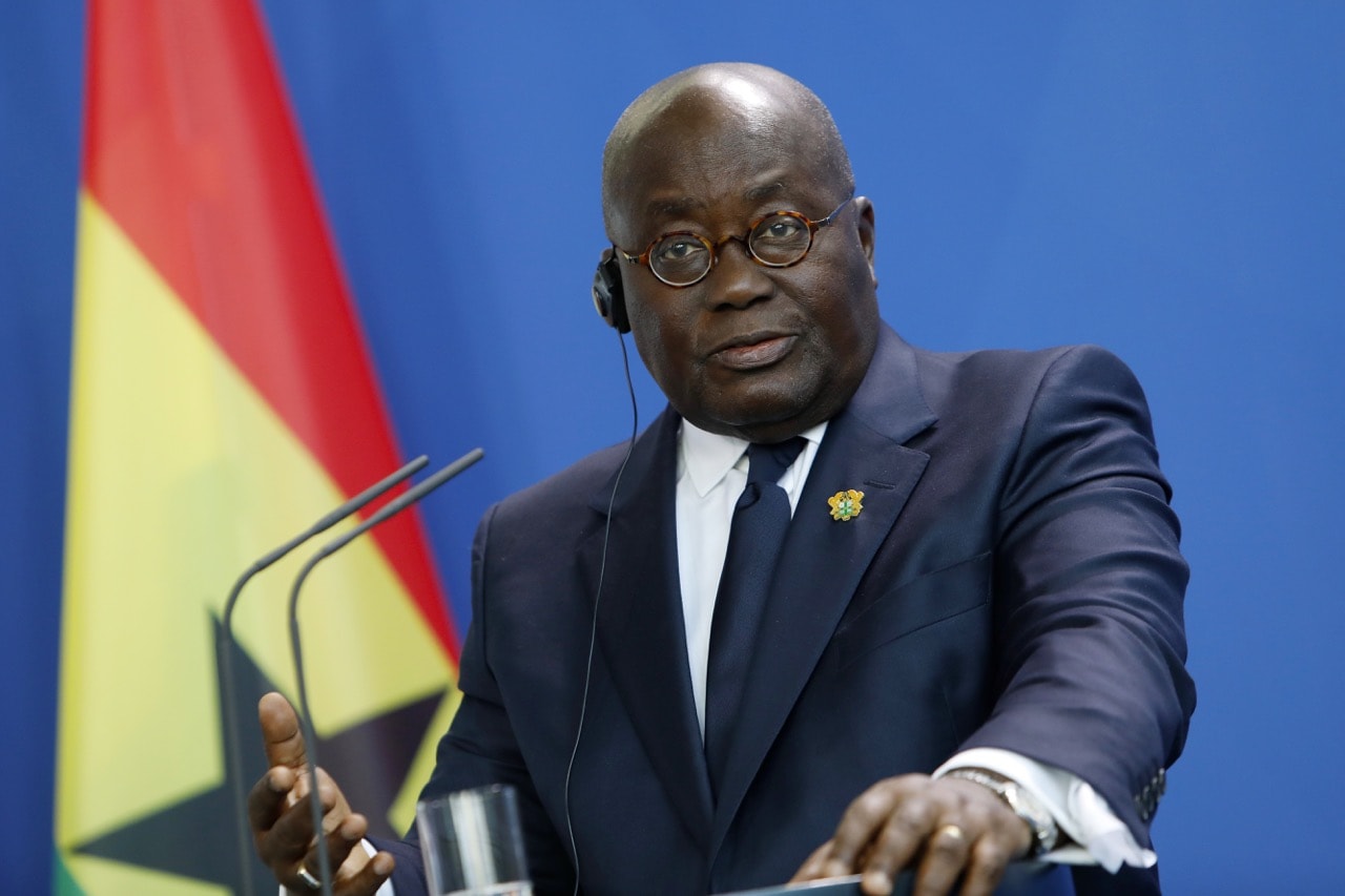 Ghanian President Nana Addo Dankwa Akufo-Addo address the media during a joint press conference with German Chancellor Angela Merkel in Berlin, Germany, 28 February 2018, Michele Tantussi/Getty Images