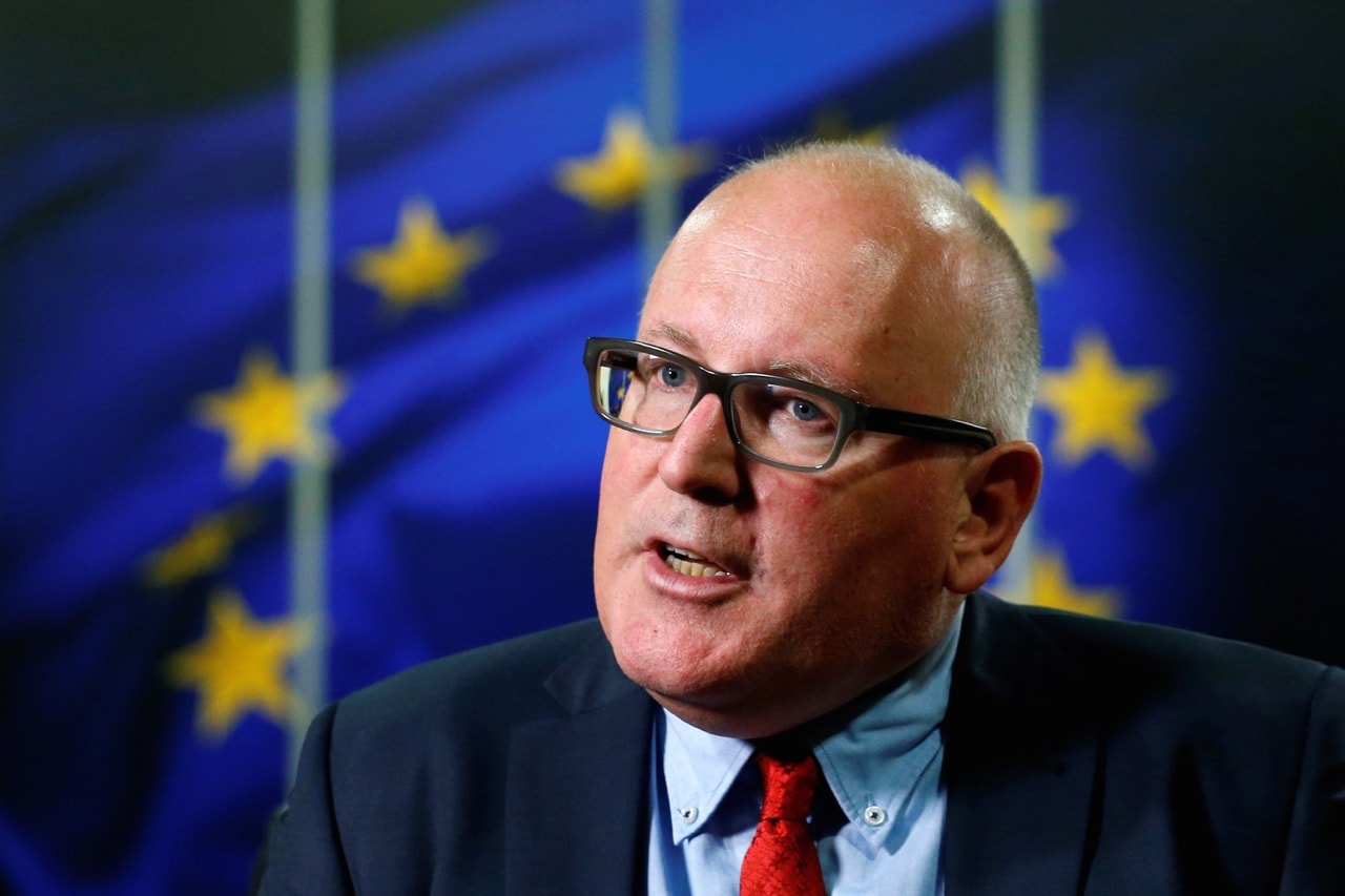 European Commission First Vice-President Frans Timmermans speaks during an interview with Reuters at the EU Commission headquarters in Brussels, Belgium, 26 June 2017, REUTERS/Francois Lenoir