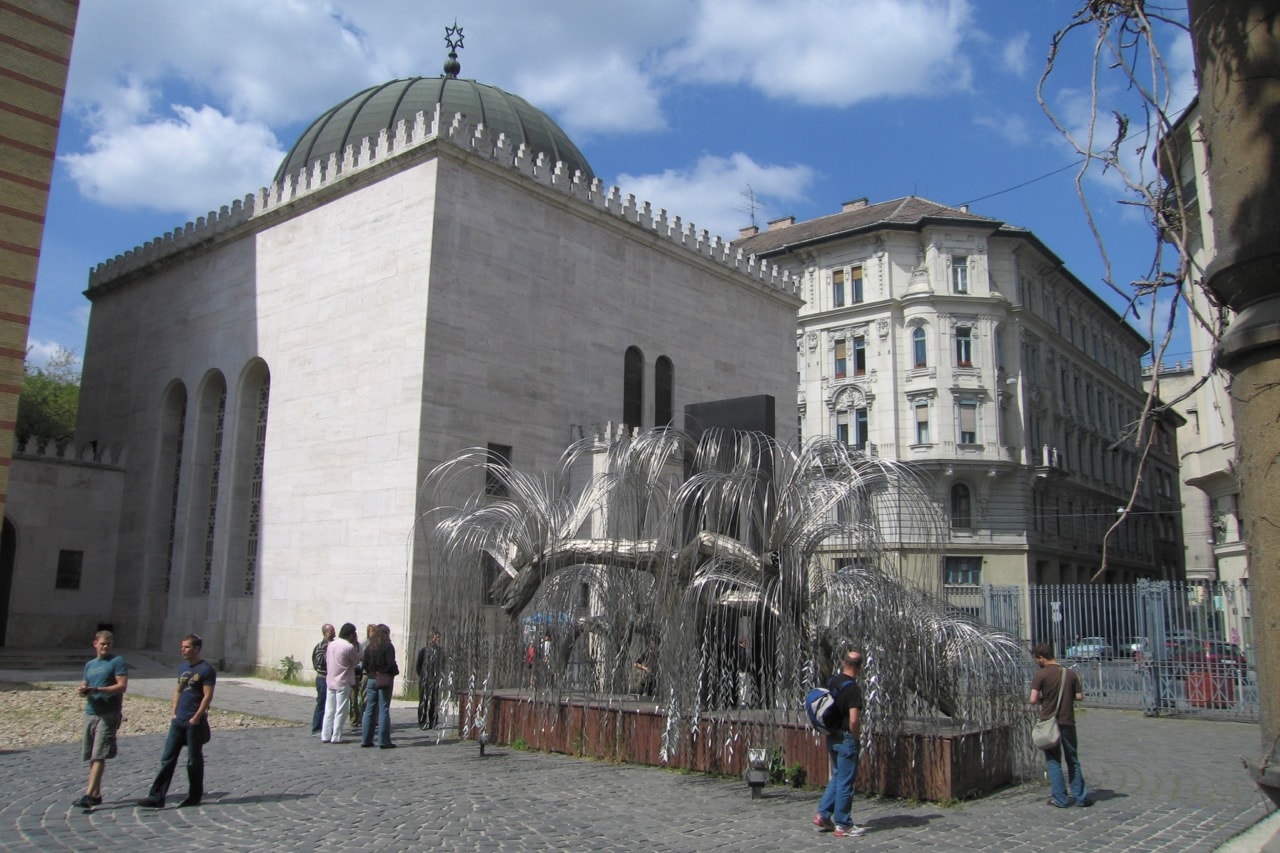 The Great Synagogue and a sculpture entitled The Tree of Life, on Dohany Street, in Budapest, Hungary, 28 April 2007, Promnitz/ullstein bild via Getty Images