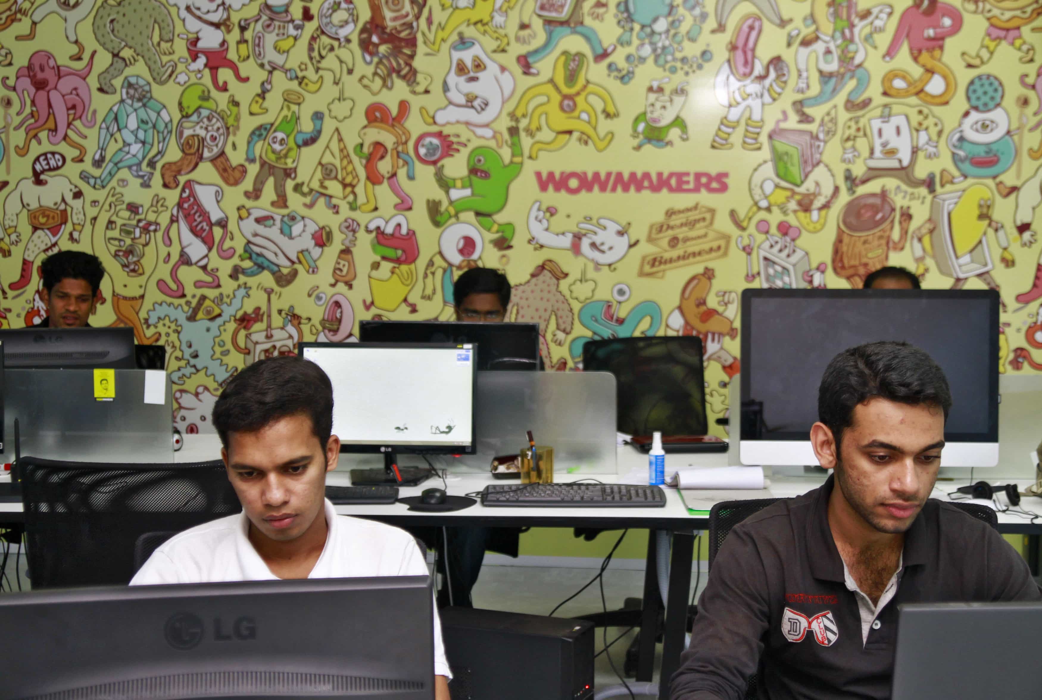 Design artists work on their computer terminals at the Start-up Village in Kinfra High Tech Park in the southern Indian city of Kochi, 13 October 2012, REUTERS/Sivaram V