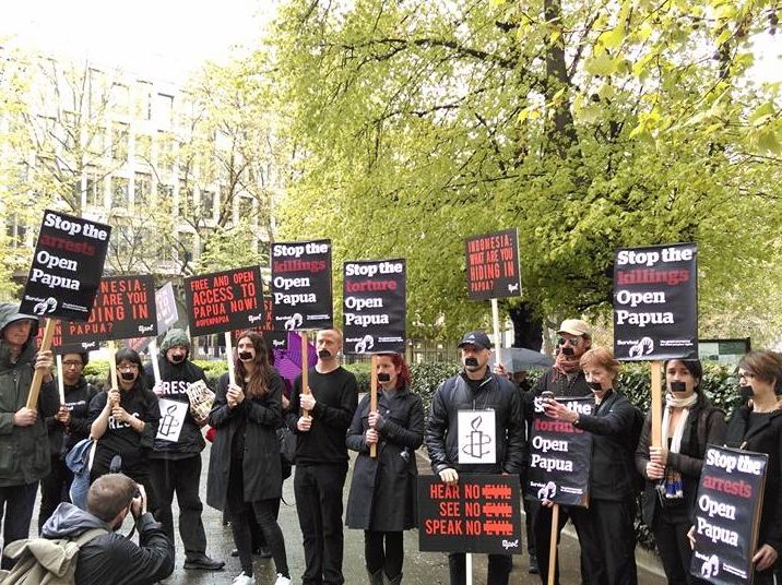 London demonstrators lead global protest against Indonesian media blackout in West Papua, Tapol/Facebook